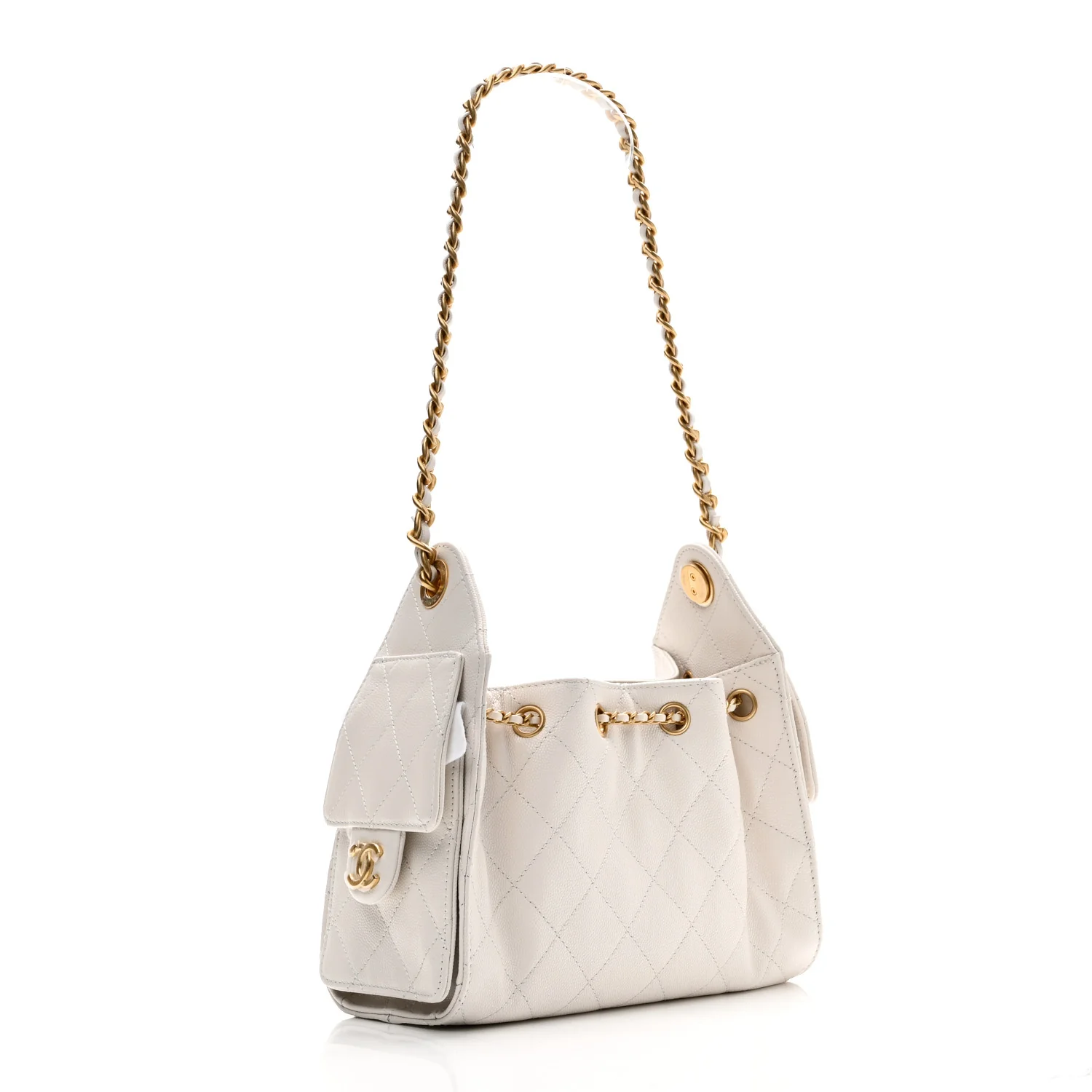 Caviar Quilted Mini Chanel 25 Handbag White - Image 3