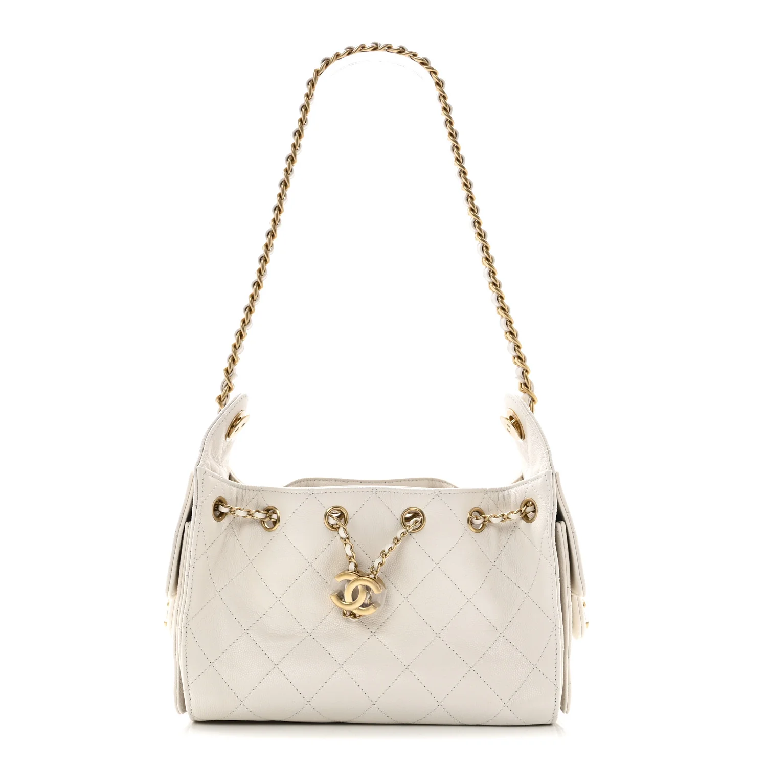 Caviar Quilted Mini Chanel 25 Handbag White