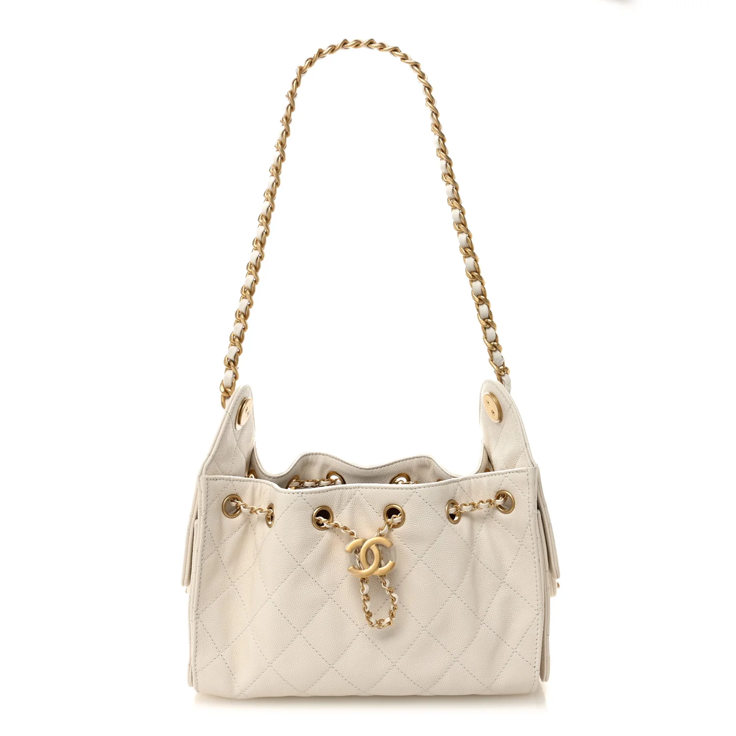 Caviar Quilted Mini Chanel 25 Handbag White