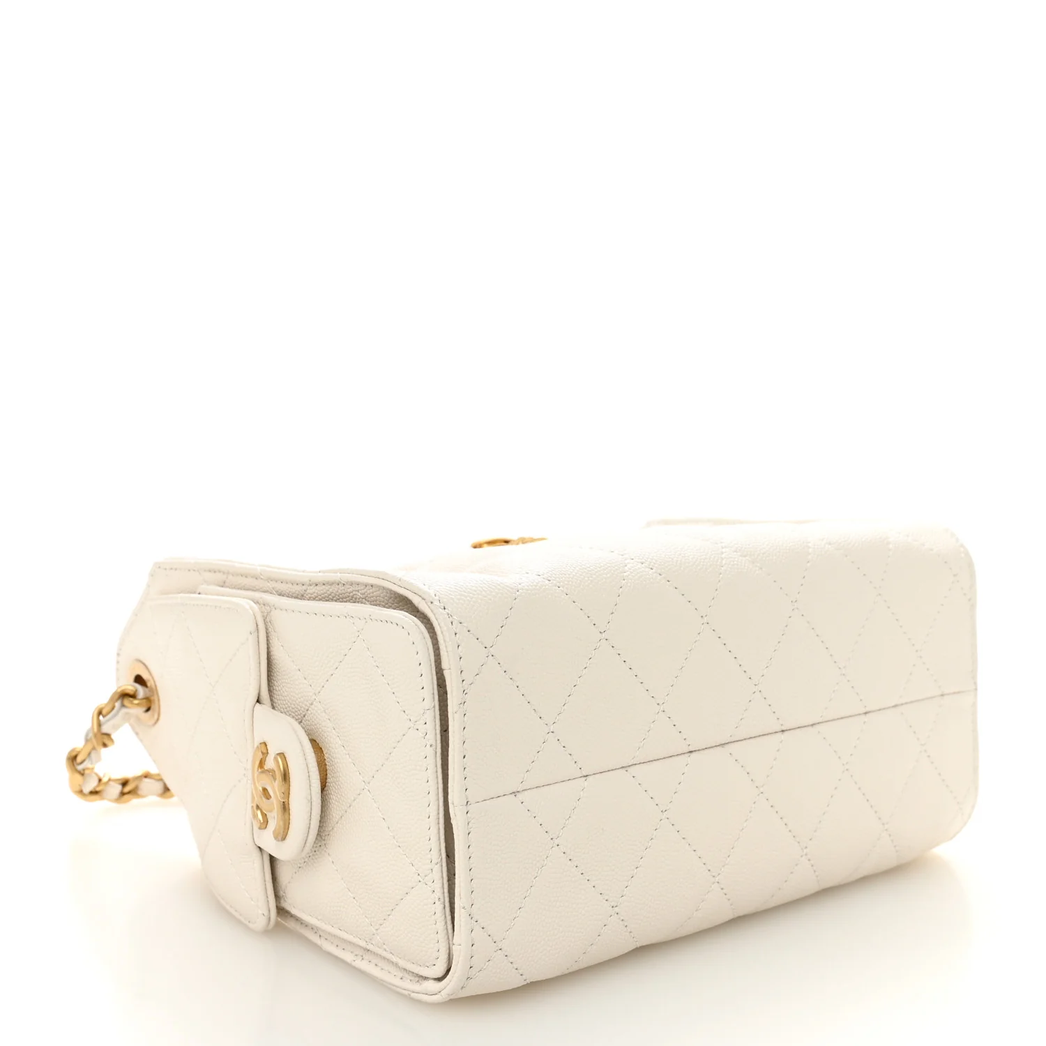 Caviar Quilted Mini Chanel 25 Handbag White - Image 4