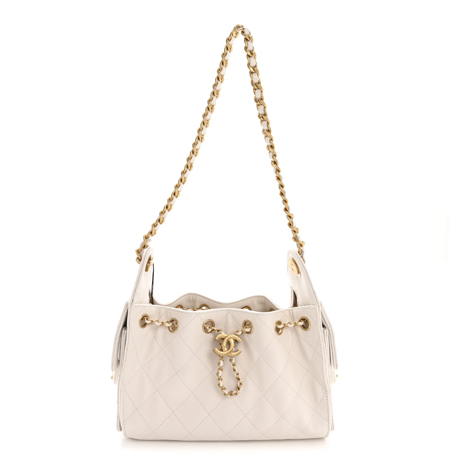 Caviar Quilted Mini Chanel 25 Handbag White