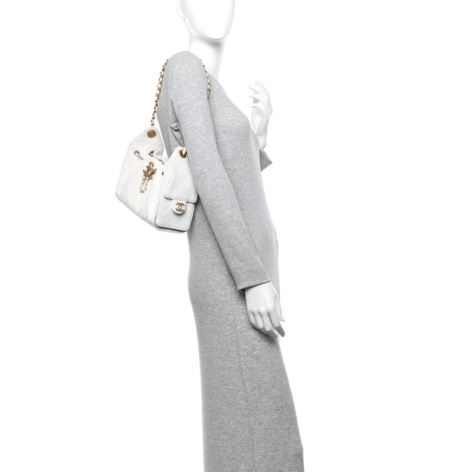 Caviar Quilted Mini Chanel 25 Handbag White - Image 2
