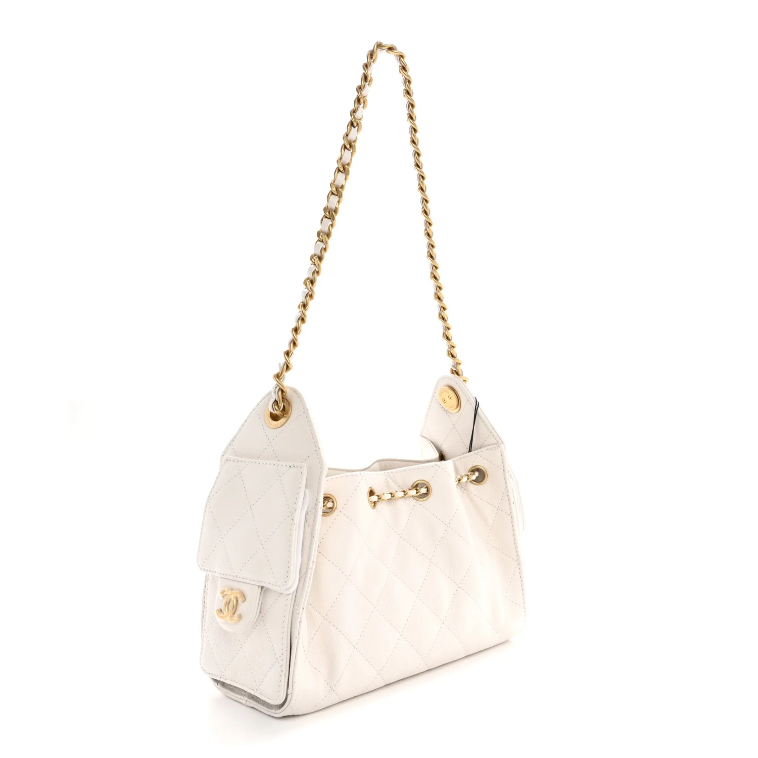 Caviar Quilted Mini Chanel 25 Handbag White - Image 3