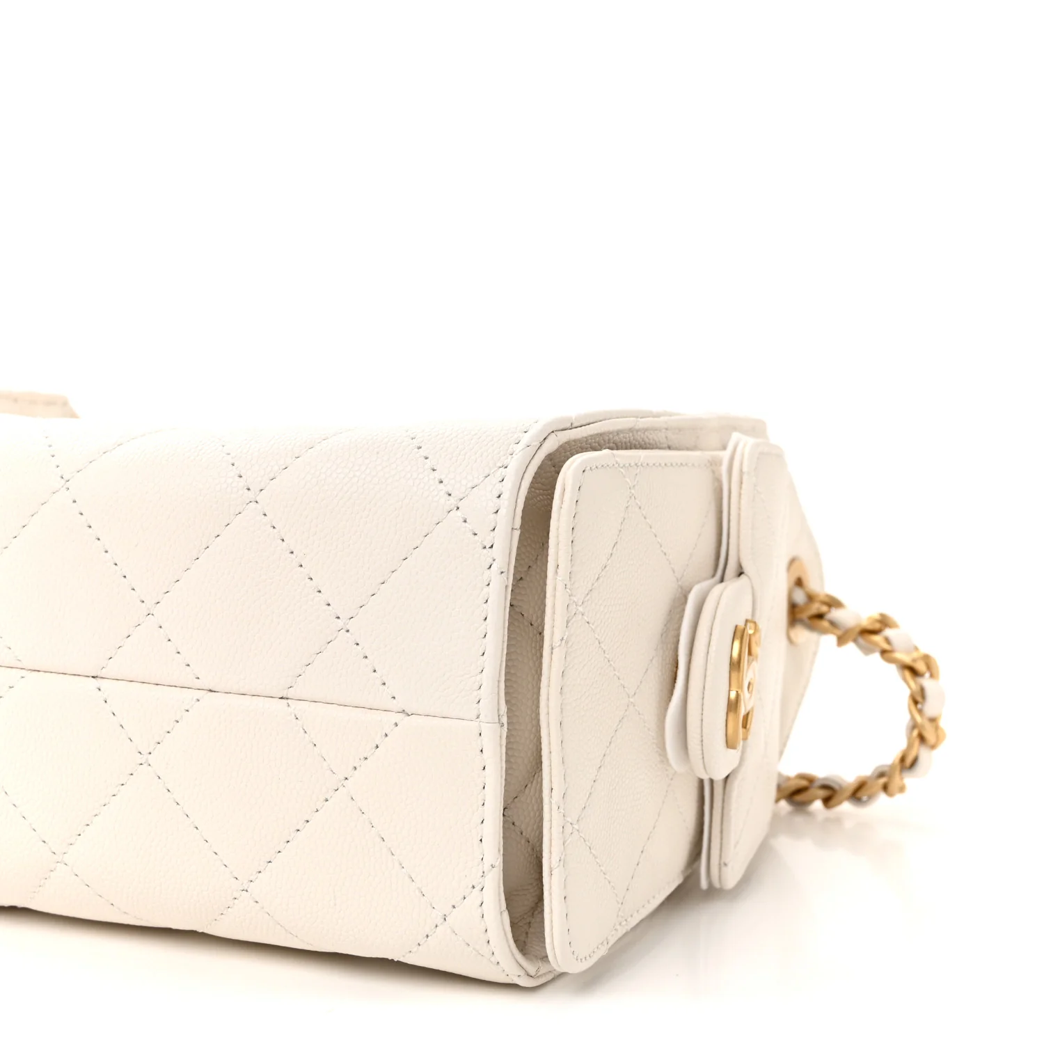 Caviar Quilted Mini Chanel 25 Handbag White - Image 10