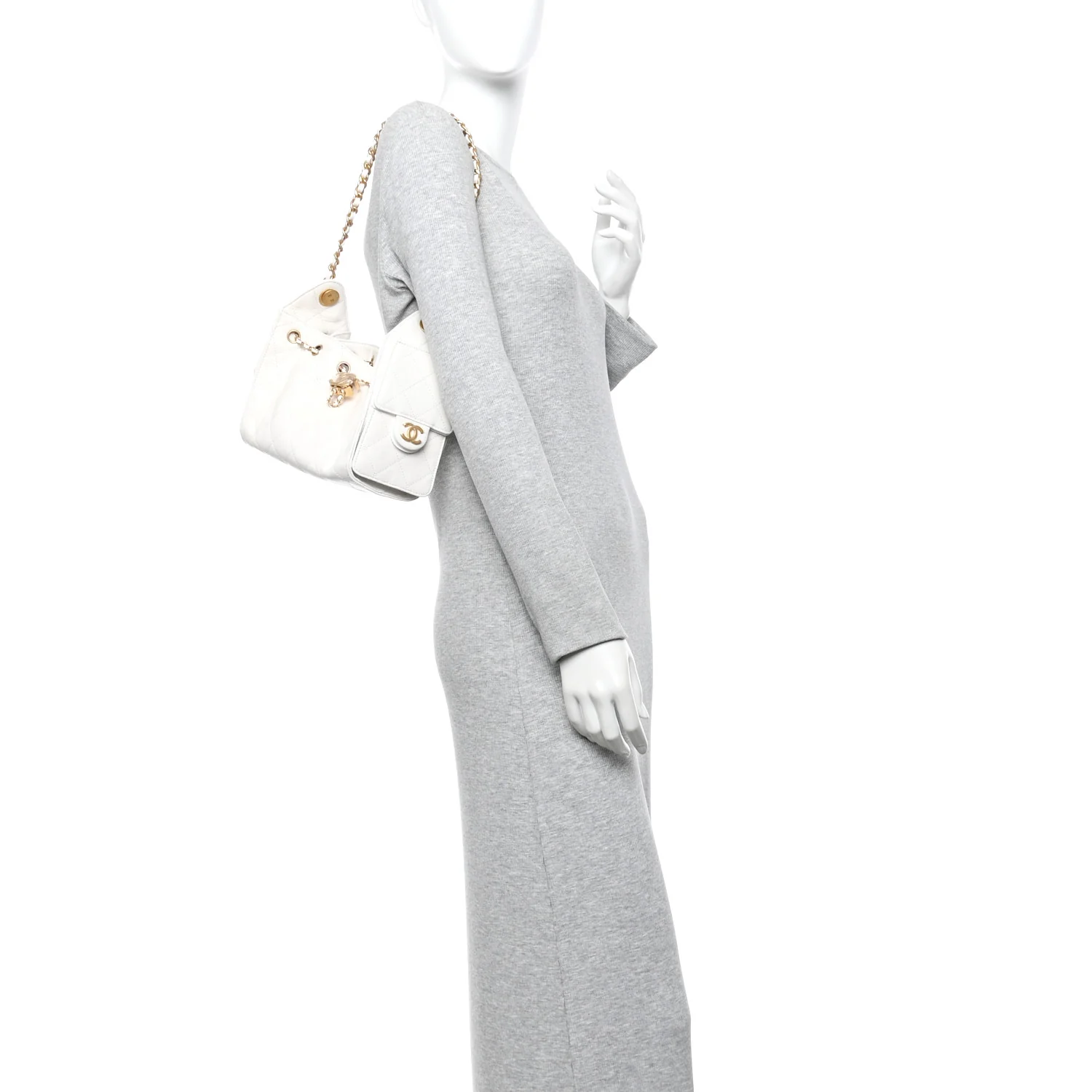 Caviar Quilted Mini Chanel 25 Handbag White - Image 2