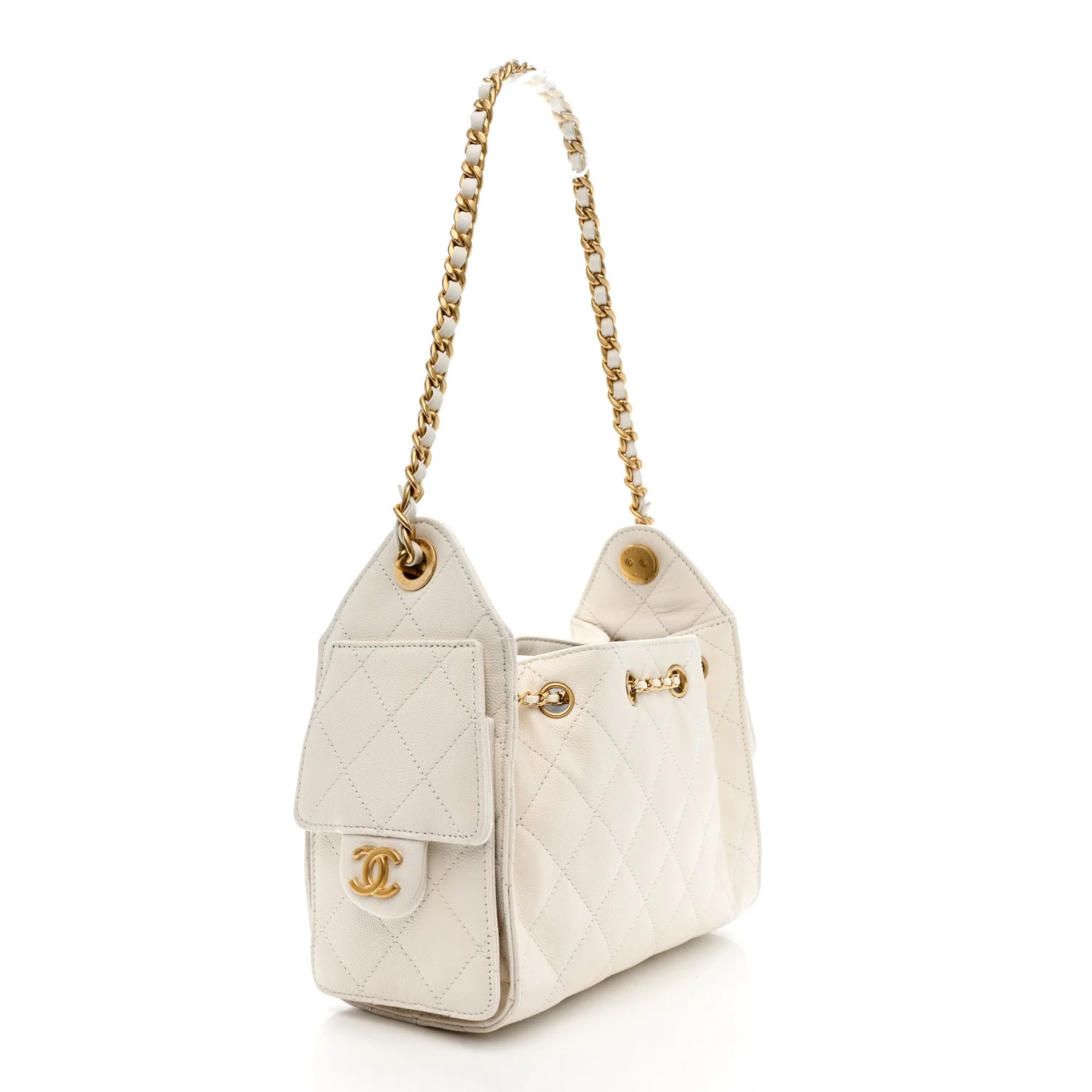 Caviar Quilted Mini Chanel 25 Handbag White - Image 3