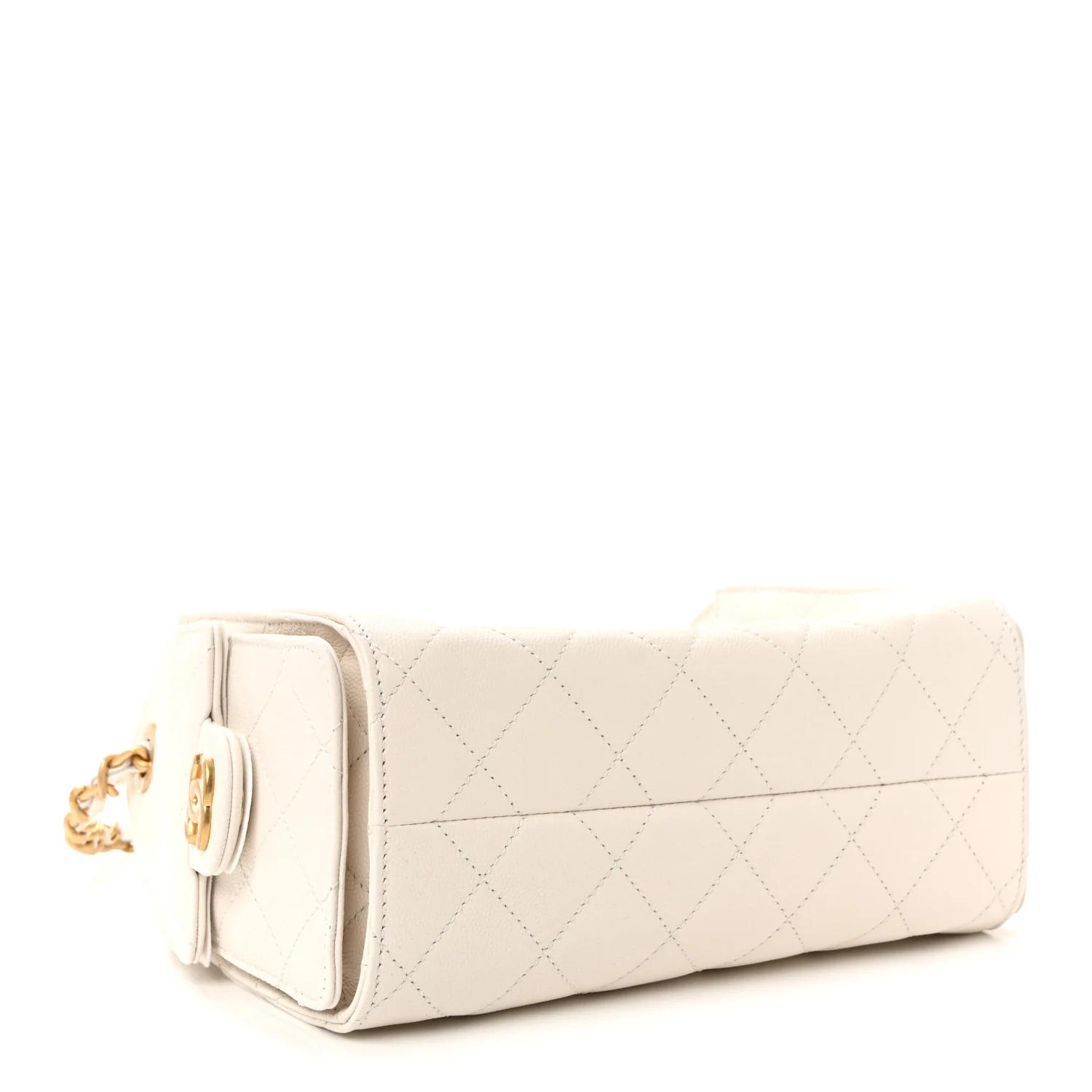 Caviar Quilted Mini Chanel 25 Handbag White - Image 4