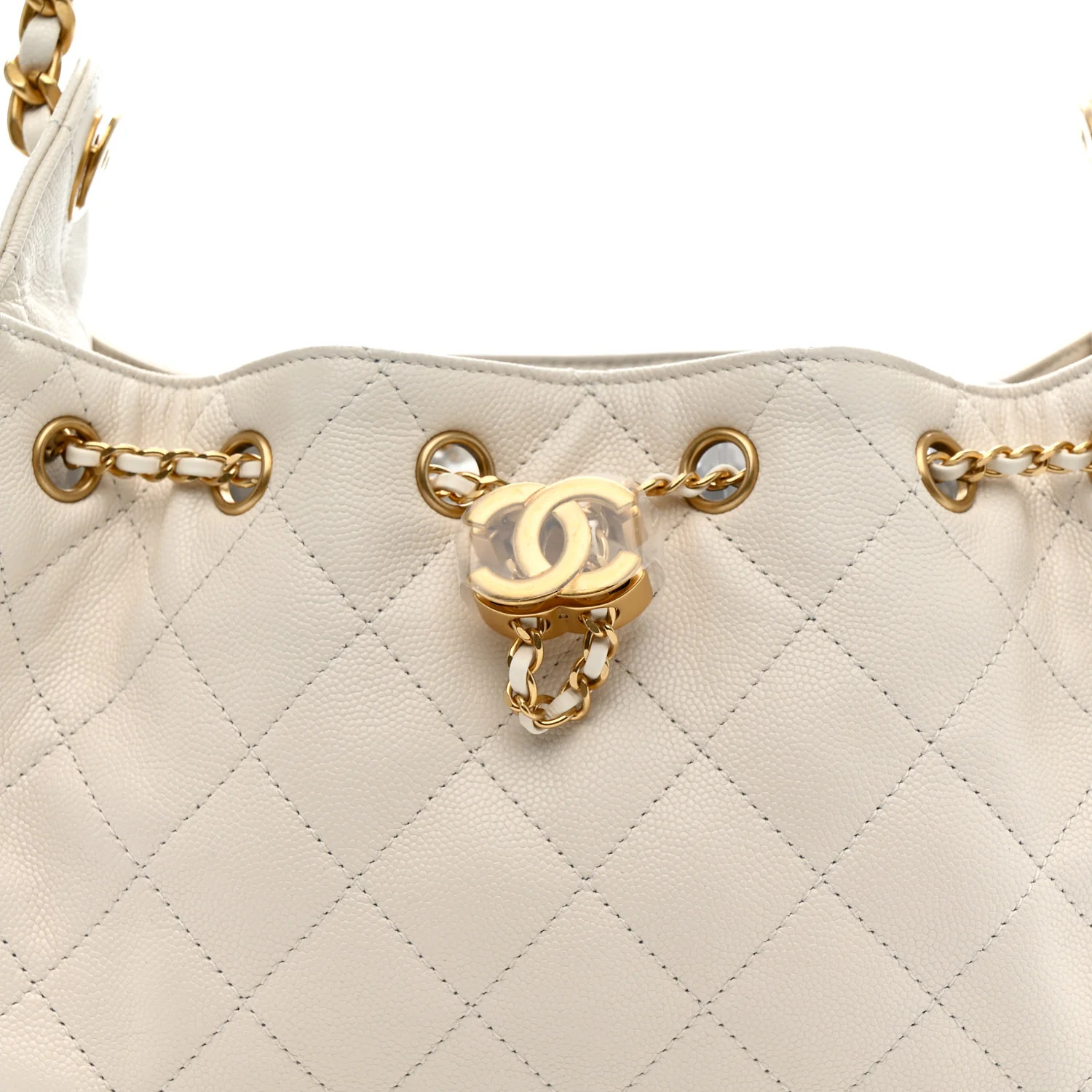 Caviar Quilted Mini Chanel 25 Handbag White - Image 8