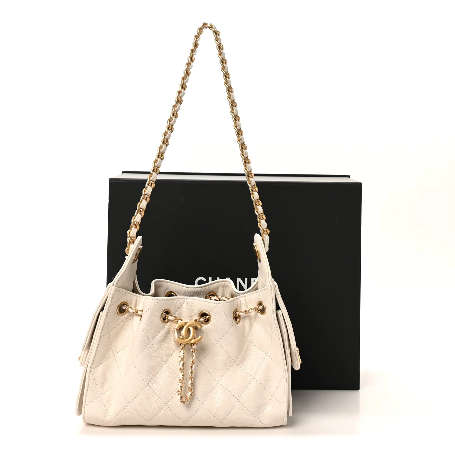 Caviar Quilted Mini Chanel 25 Handbag White - Image 11