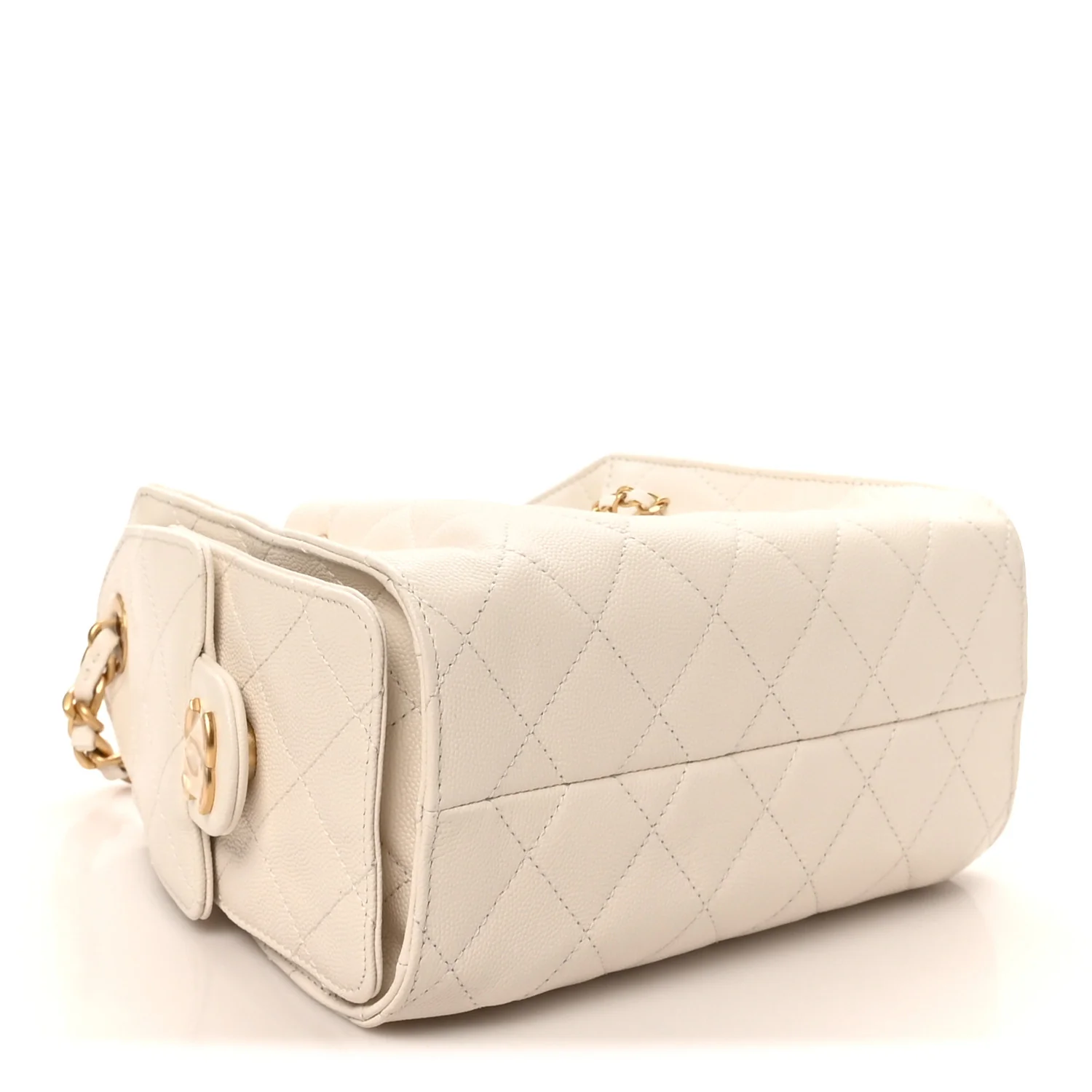 Caviar Quilted Mini Chanel 25 Handbag White - Image 4
