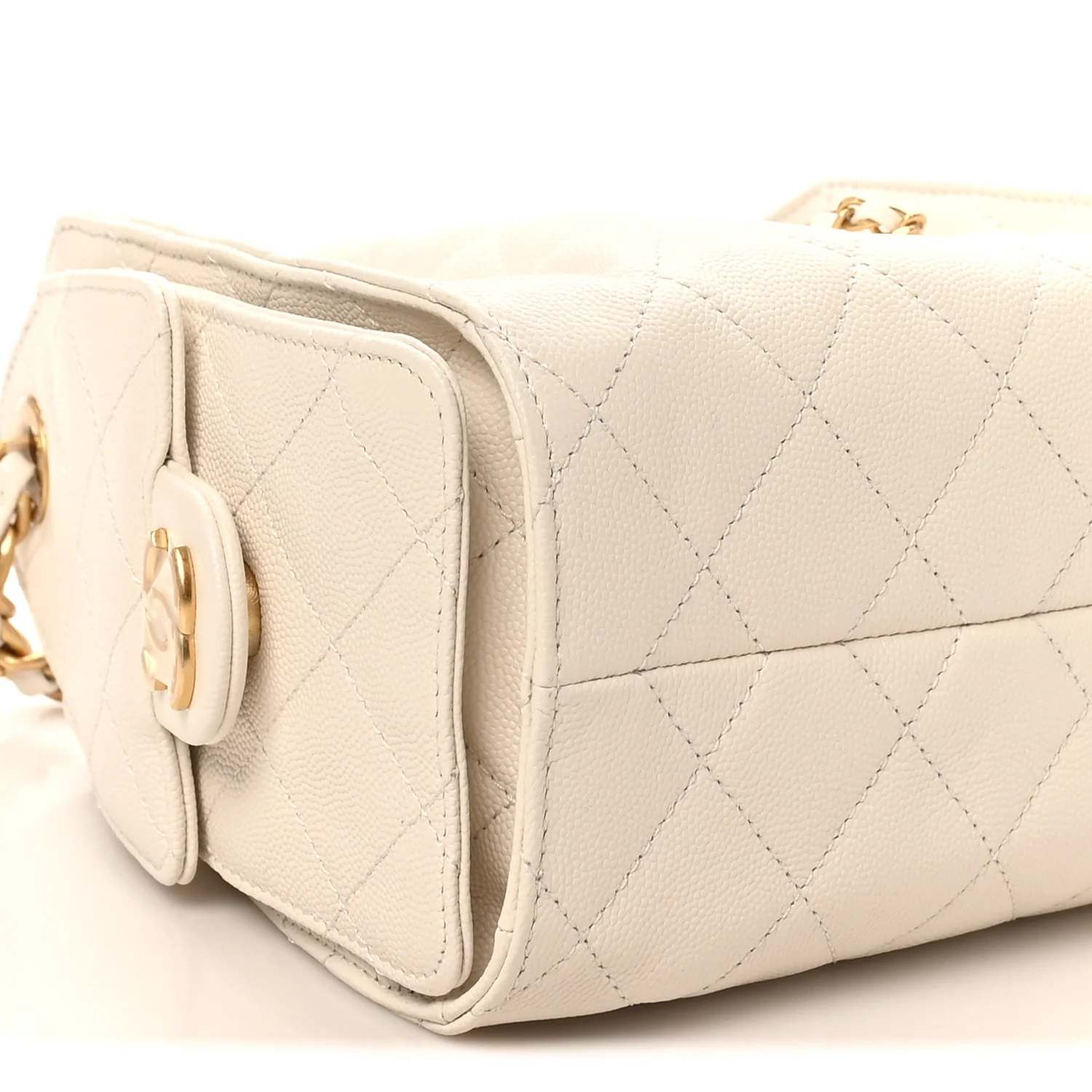 Caviar Quilted Mini Chanel 25 Handbag White - Image 9