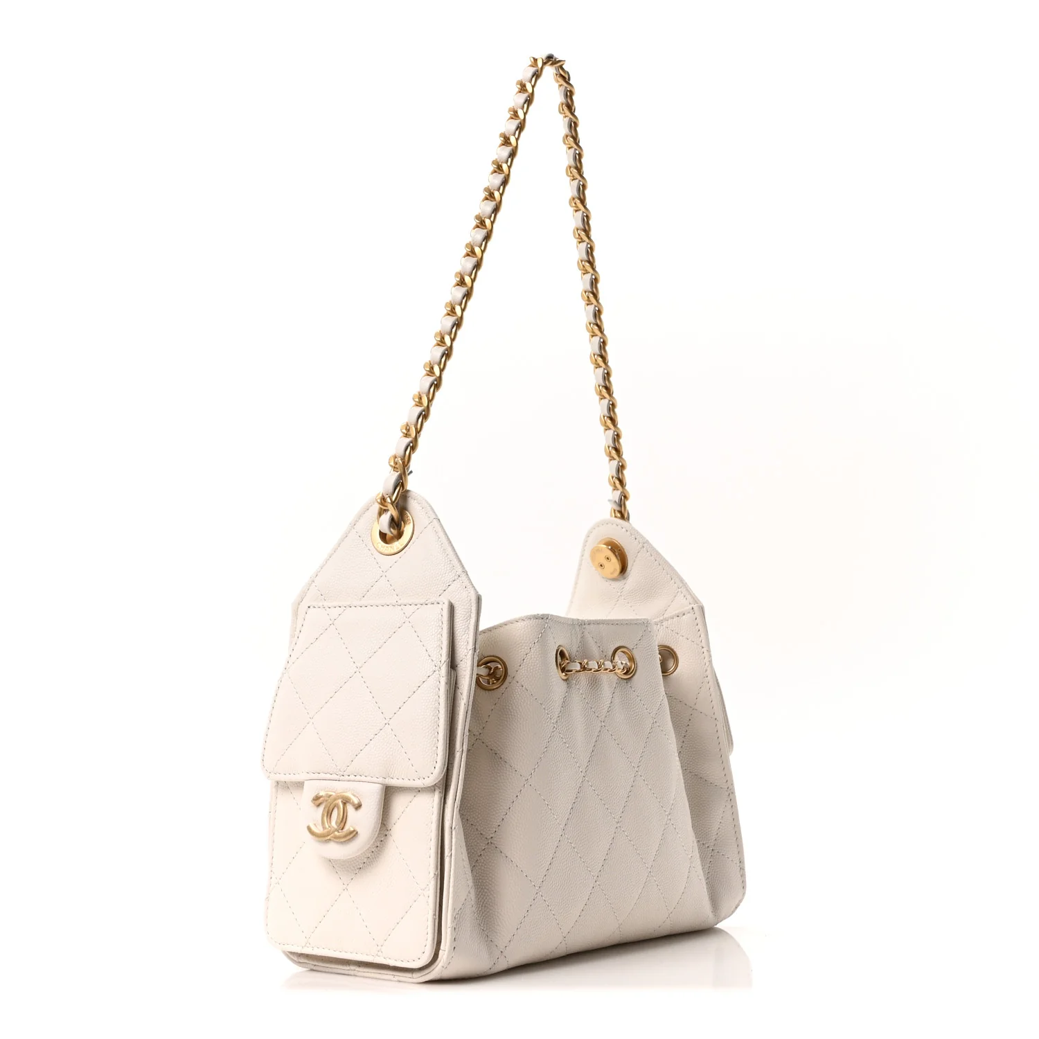 Caviar Quilted Mini Chanel 25 Handbag White - Image 3