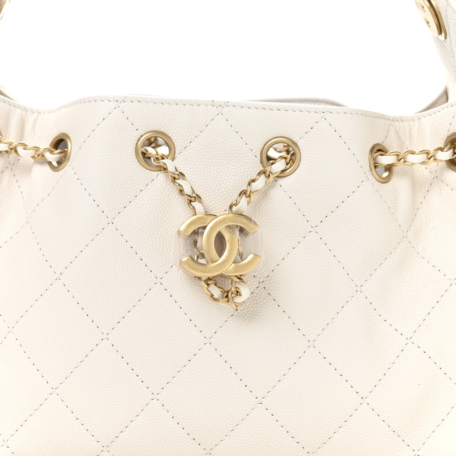 Caviar Quilted Mini Chanel 25 Handbag White - Image 14