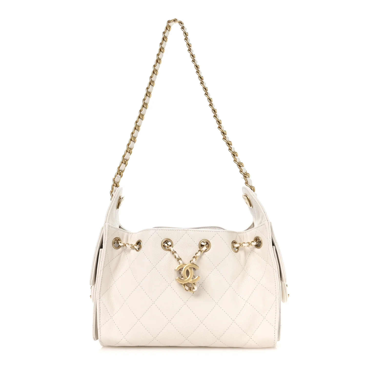 Caviar Quilted Mini Chanel 25 Handbag White - Image 2