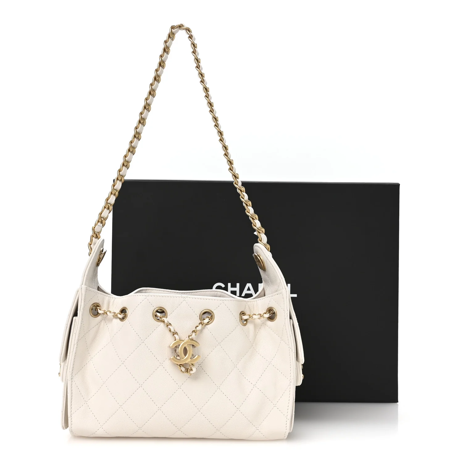 Caviar Quilted Mini Chanel 25 Handbag White - Image 20