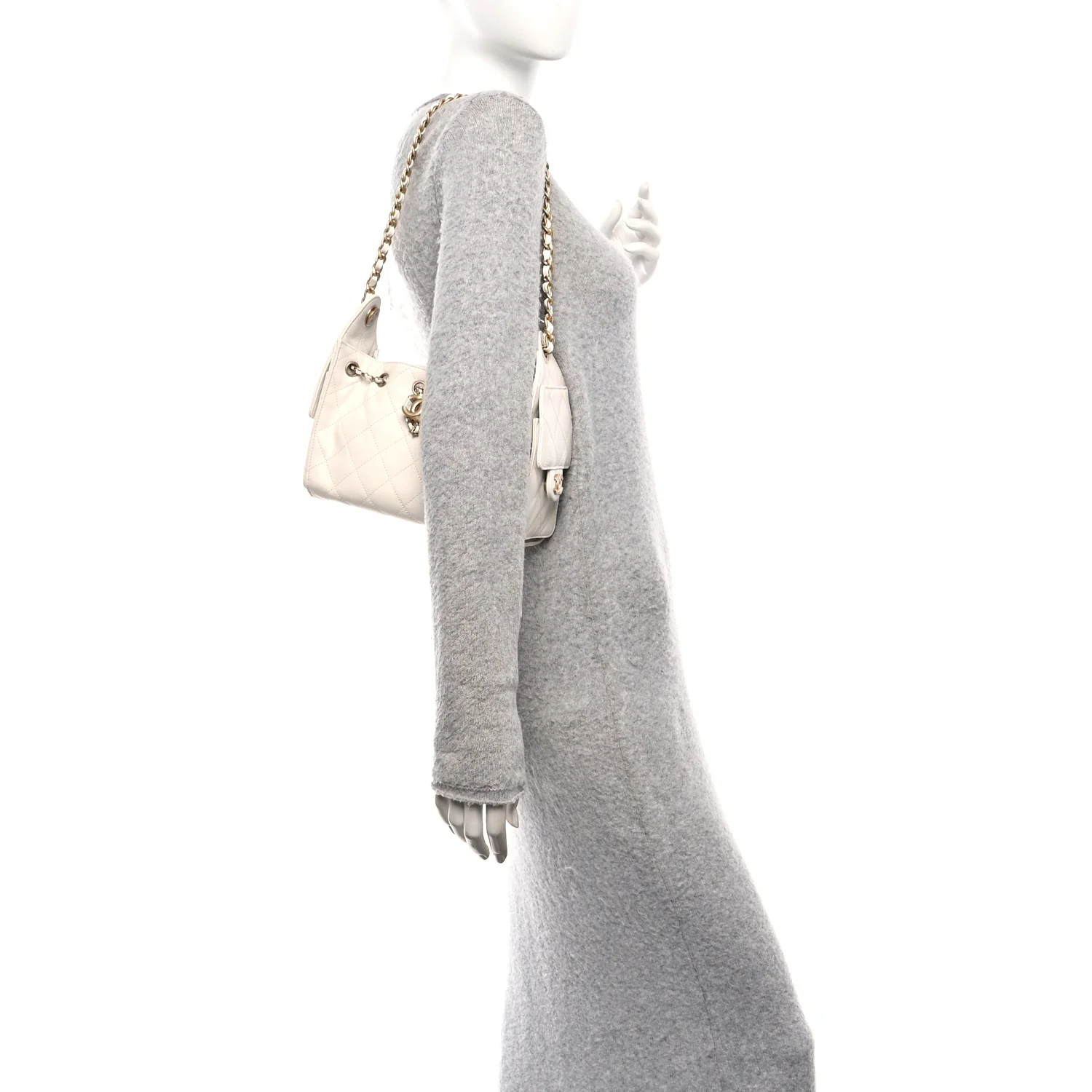 Caviar Quilted Mini Chanel 25 Handbag White - Image 3