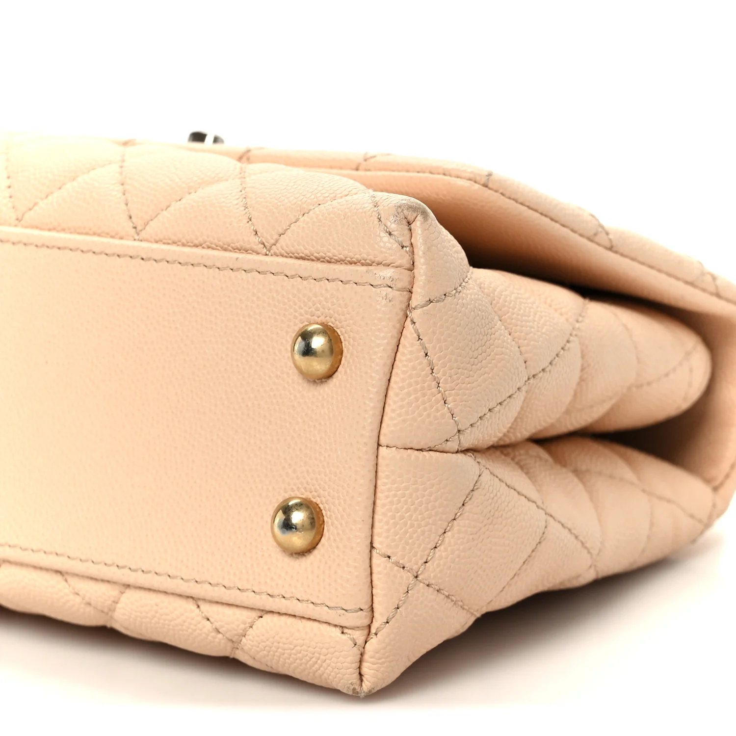 Caviar Quilted Mini Coco Handle Flap Beige - Image 11