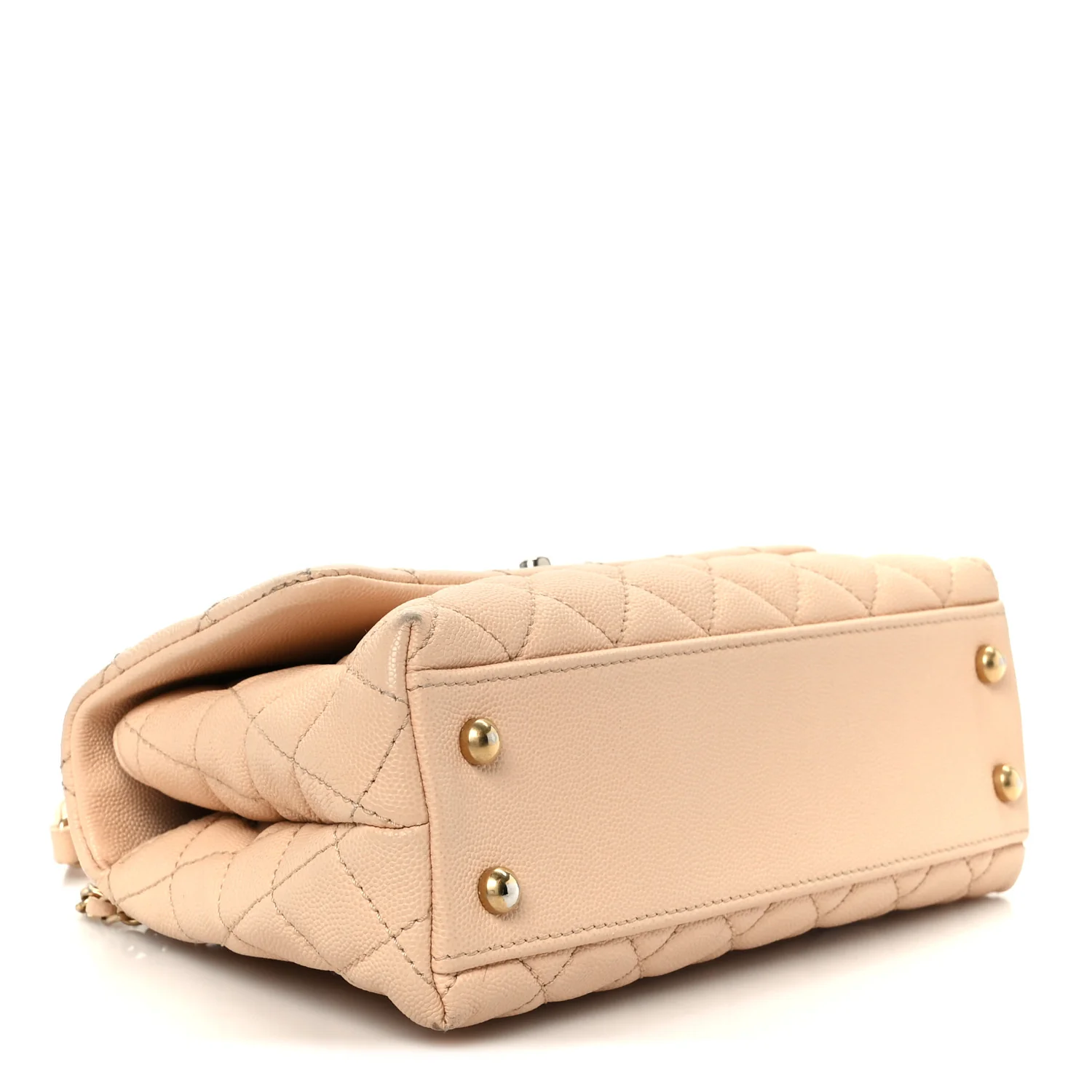 Caviar Quilted Mini Coco Handle Flap Beige - Image 4