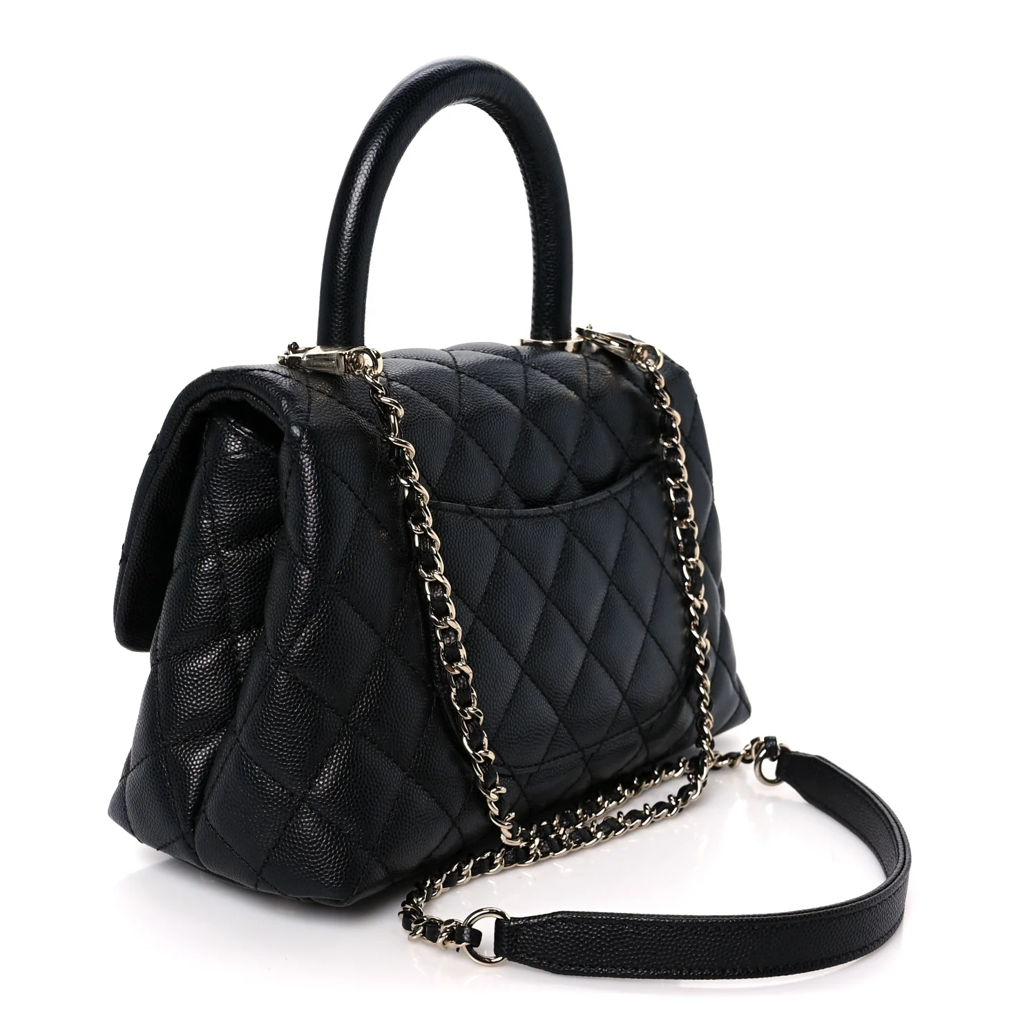 Caviar Quilted Mini Coco Handle Flap Black - Image 3