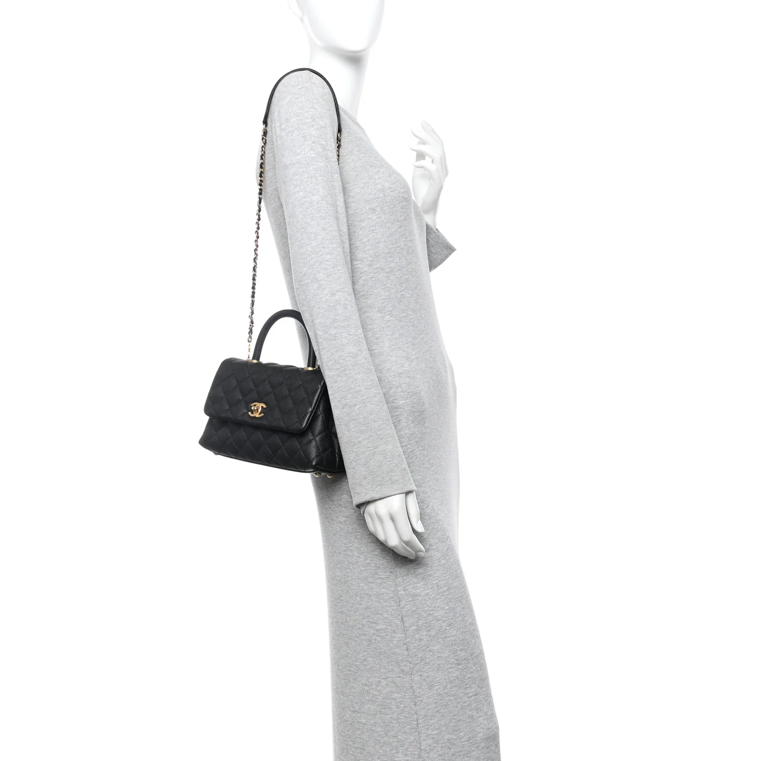 Caviar Quilted Mini Coco Handle Flap Black - Image 2