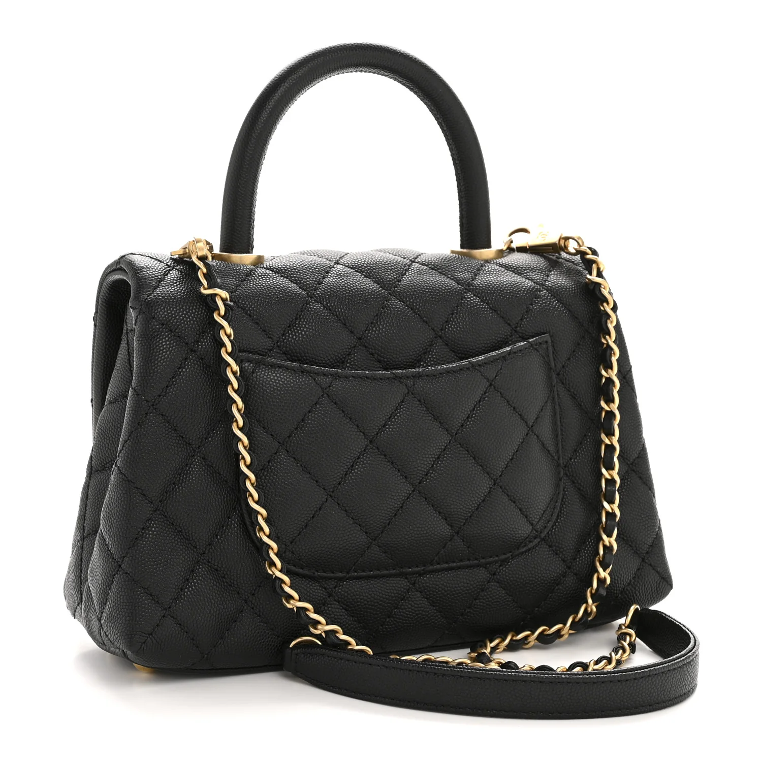 Caviar Quilted Mini Coco Handle Flap Black - Image 3