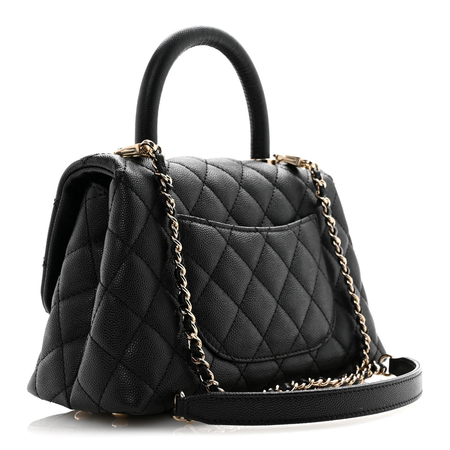 Caviar Quilted Mini Coco Handle Flap Black - Image 3