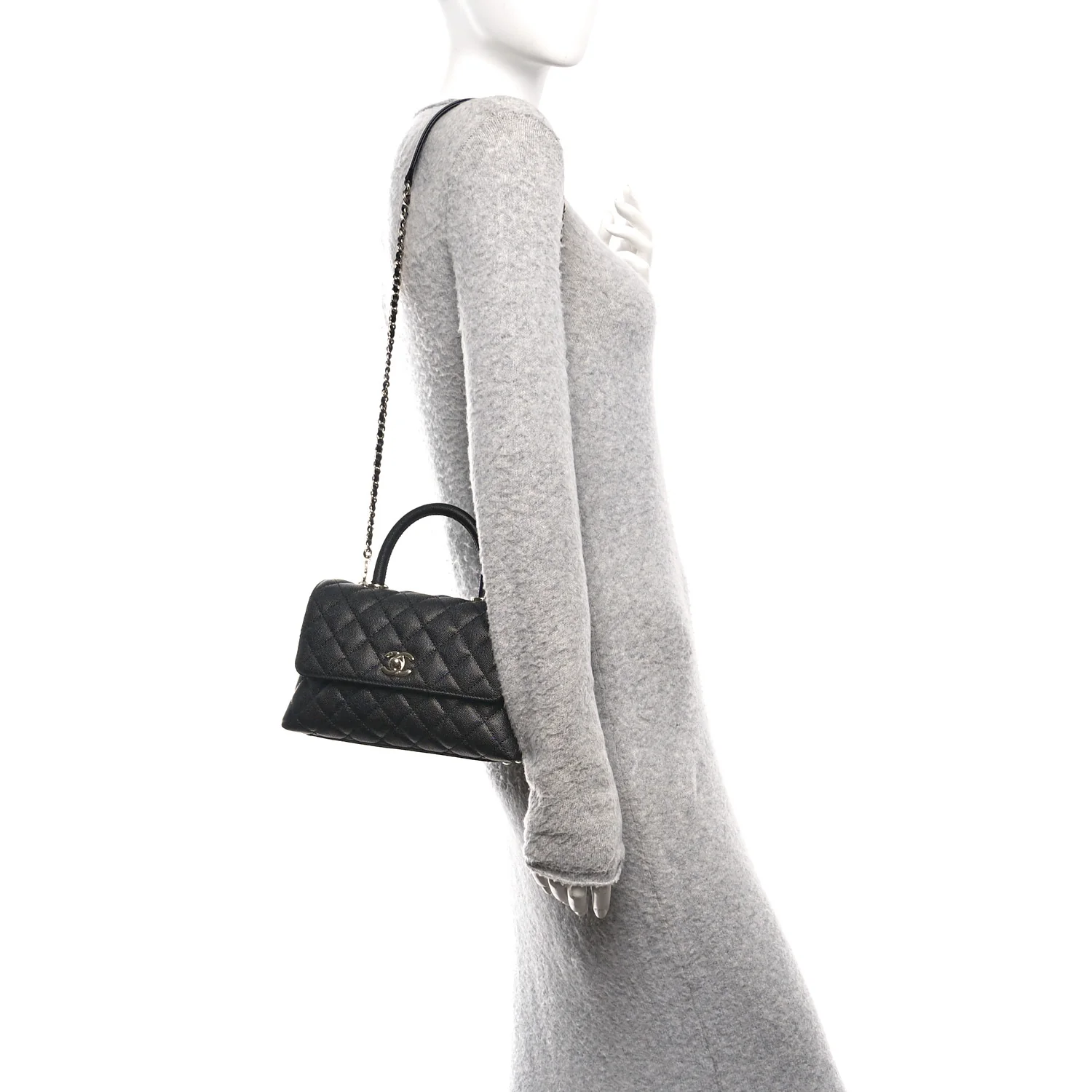 Caviar Quilted Mini Coco Handle Flap Black - Image 2