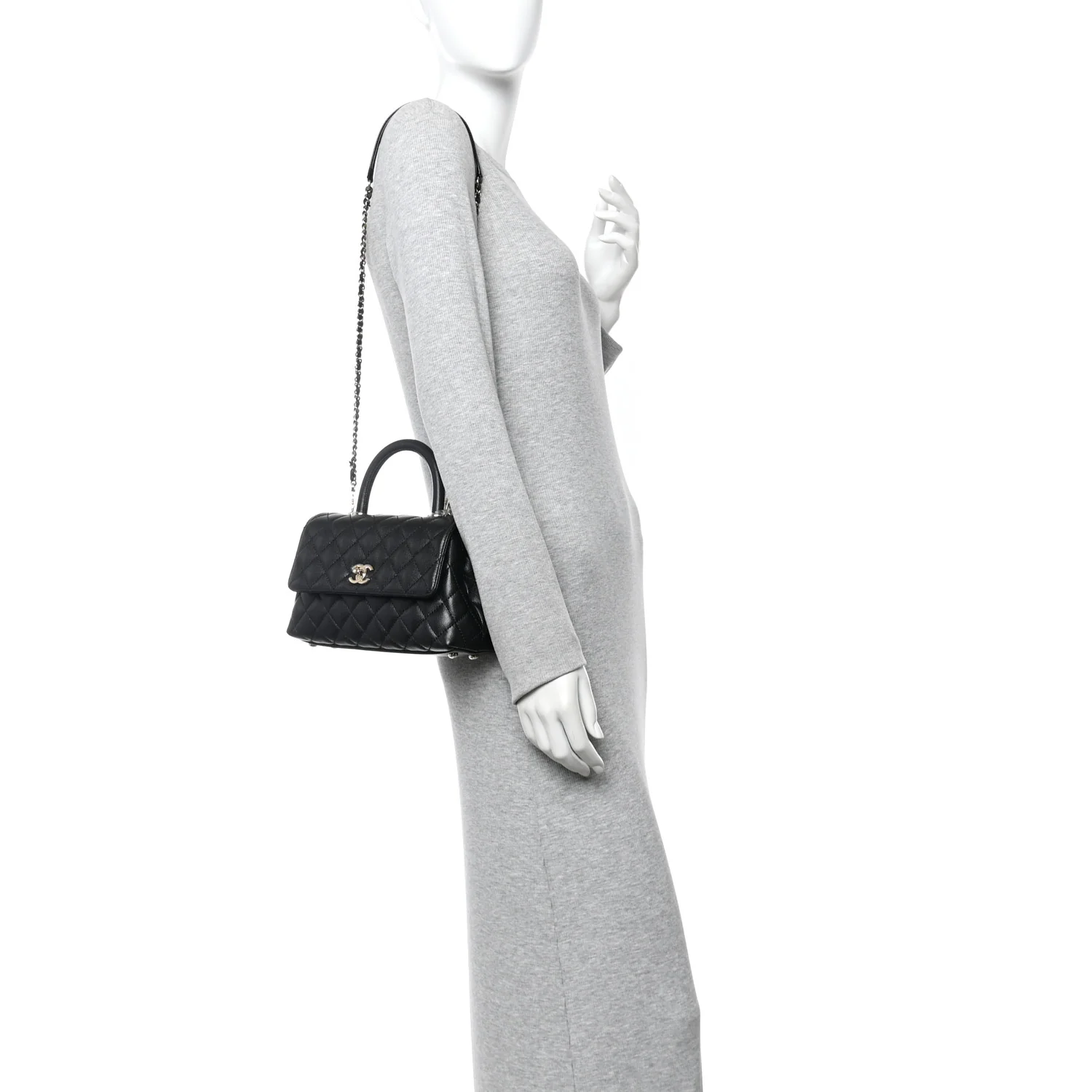 Caviar Quilted Mini Coco Handle Flap Black - Image 2