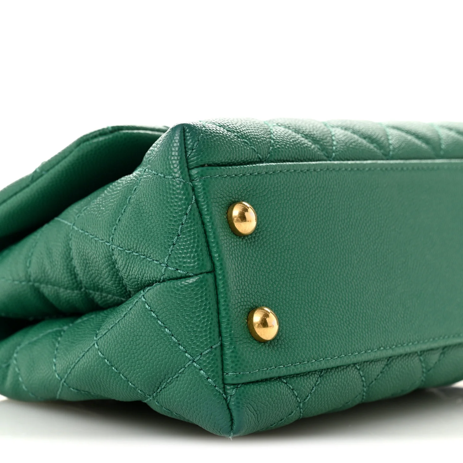 Caviar Quilted Mini Coco Handle Flap Green - Image 9