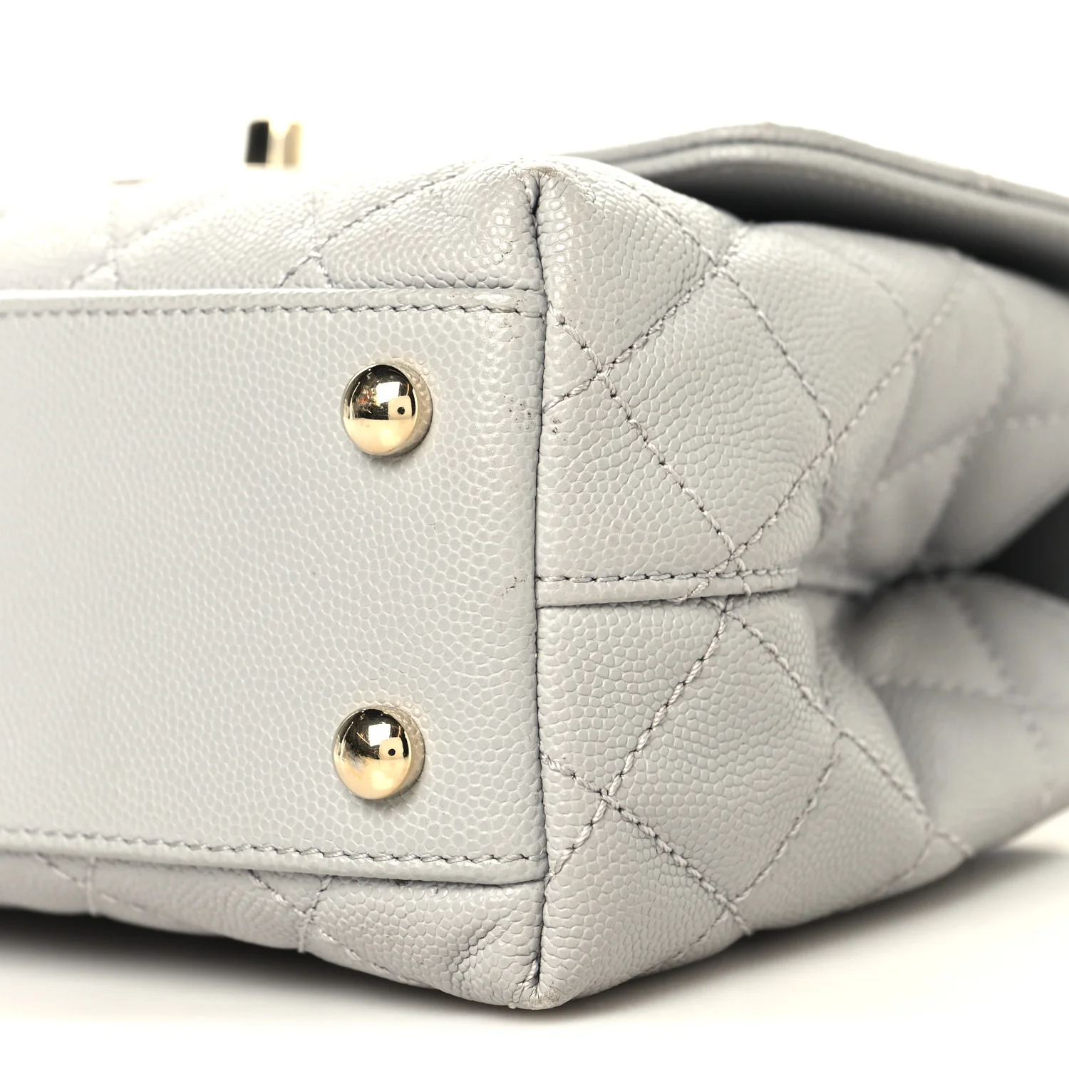 Caviar Quilted Mini Coco Handle Flap Light Grey - Image 10