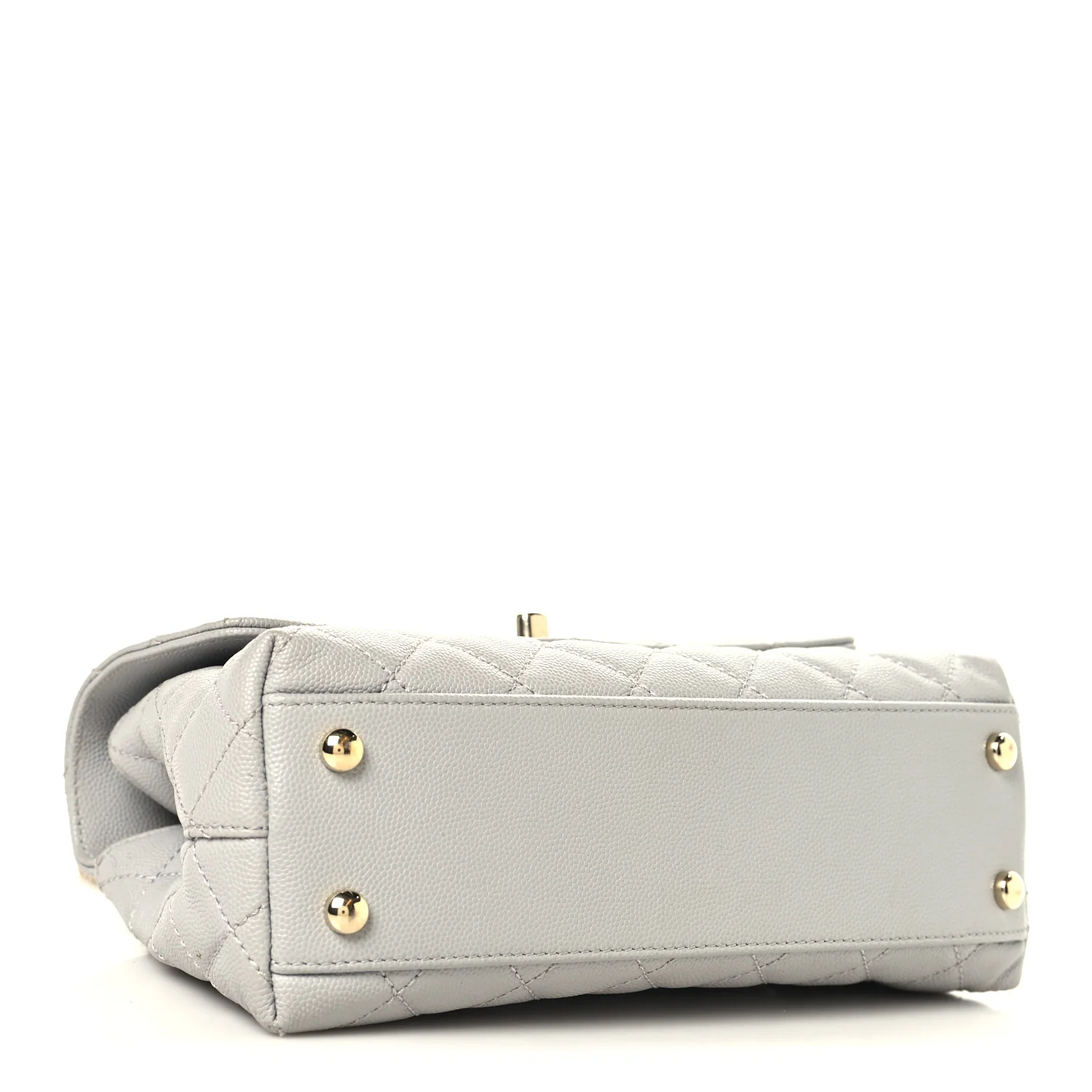 Caviar Quilted Mini Coco Handle Flap Light Grey - Image 4