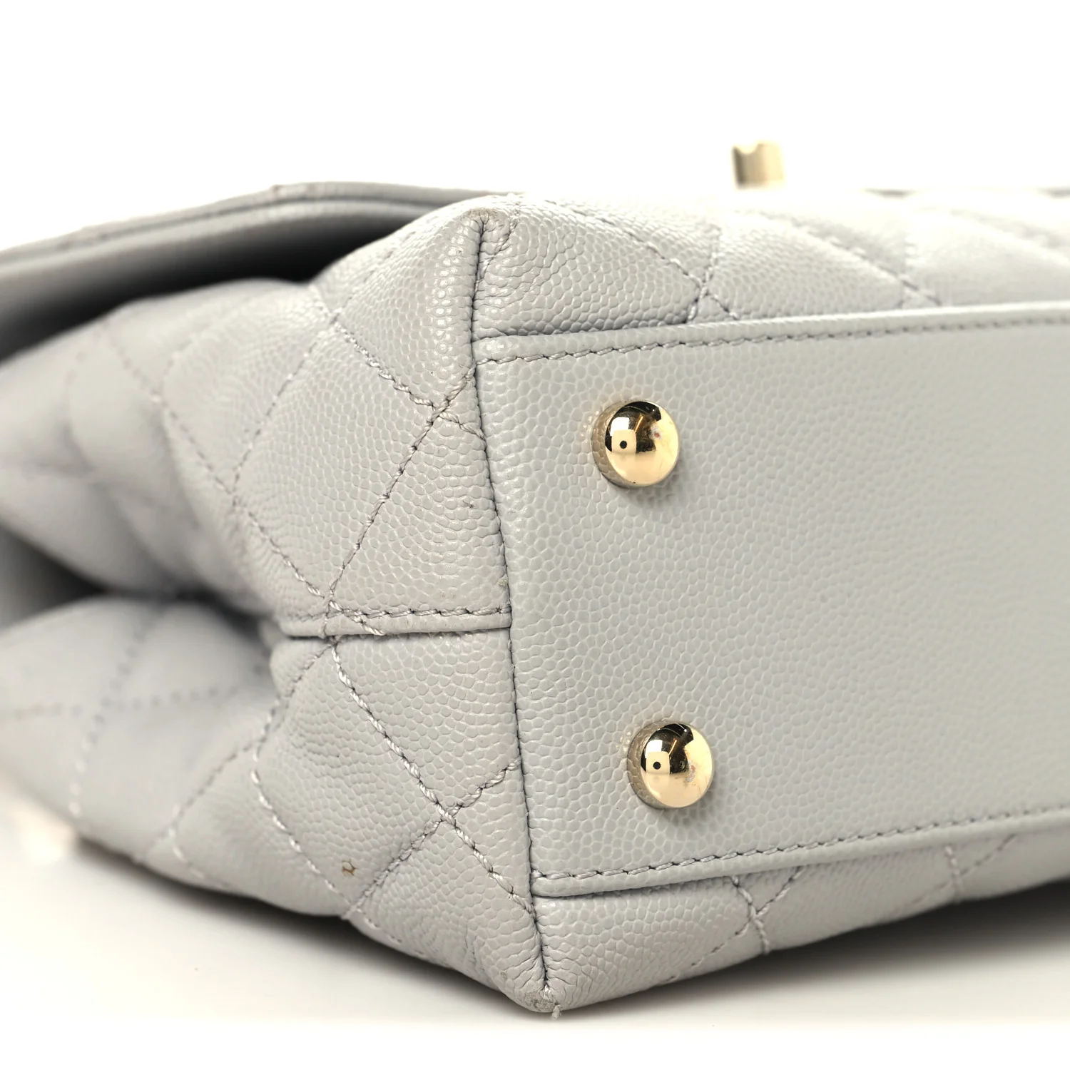 Caviar Quilted Mini Coco Handle Flap Light Grey - Image 9