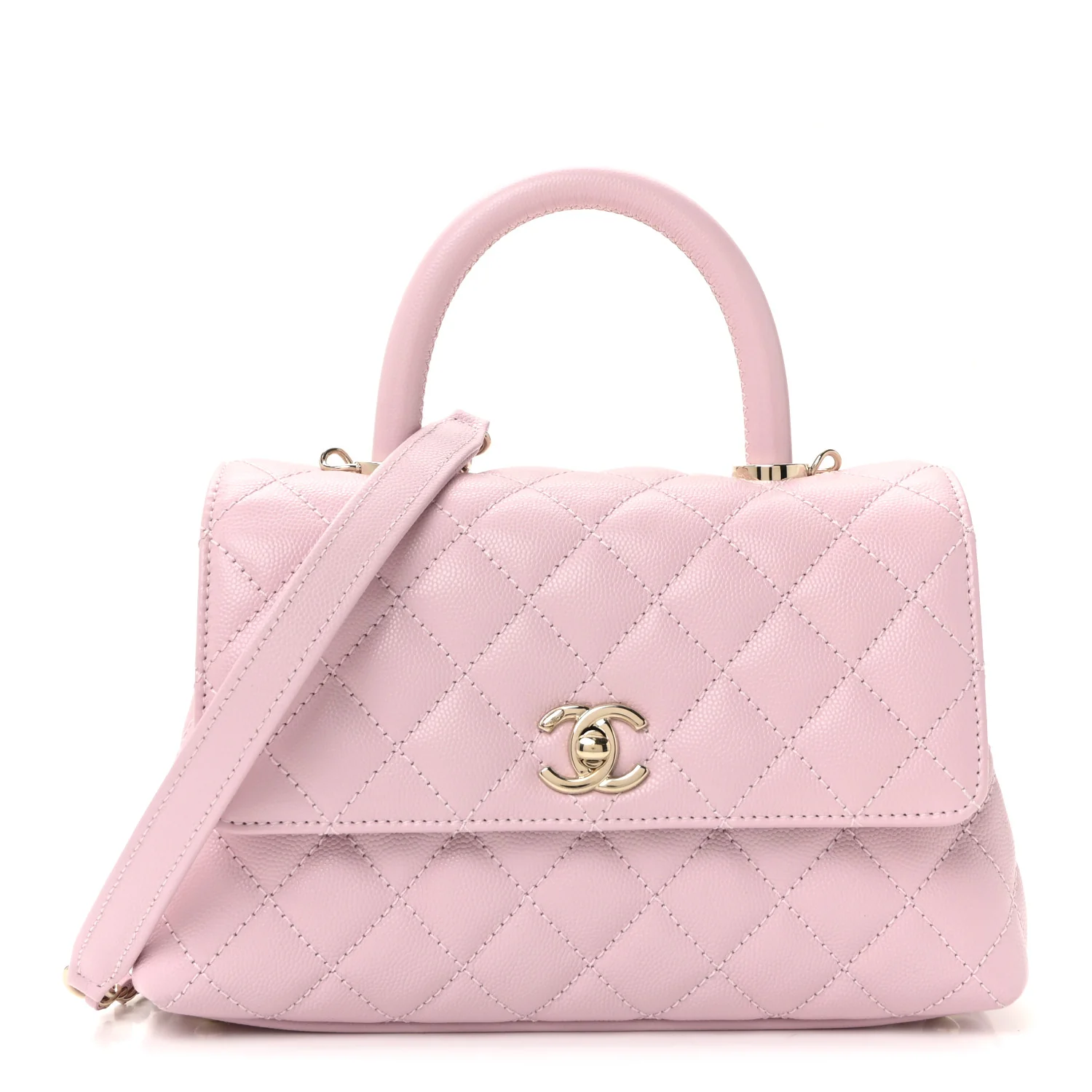Caviar Quilted Mini Coco Handle Flap Light Pink
