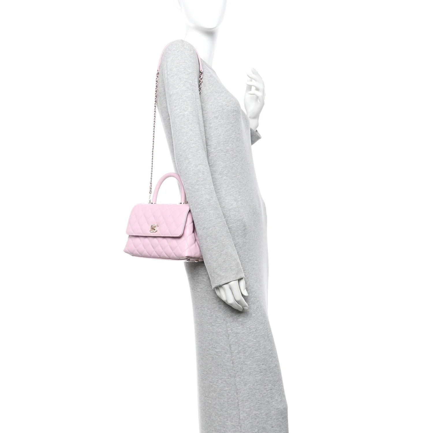 Caviar Quilted Mini Coco Handle Flap Light Pink - Image 2
