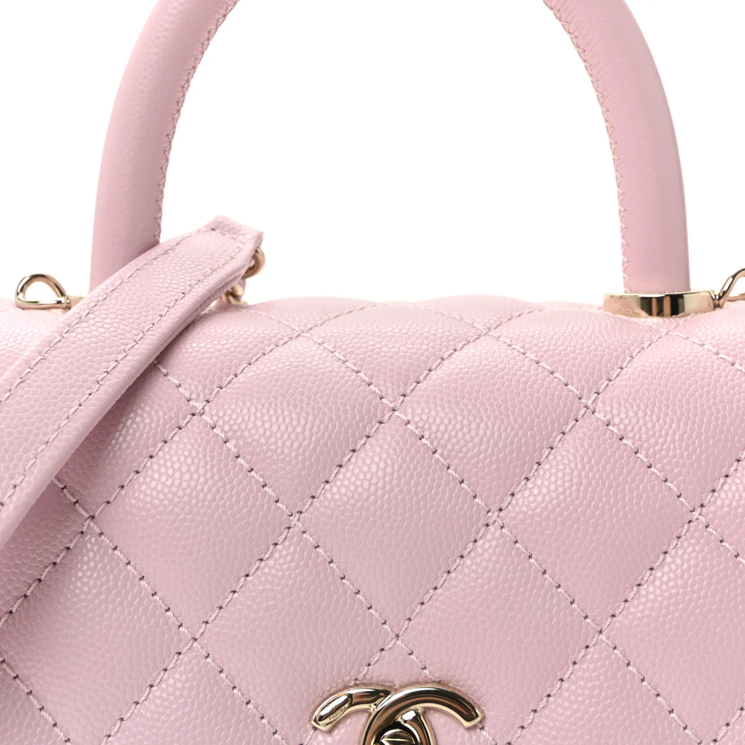 Caviar Quilted Mini Coco Handle Flap Light Pink - Image 8