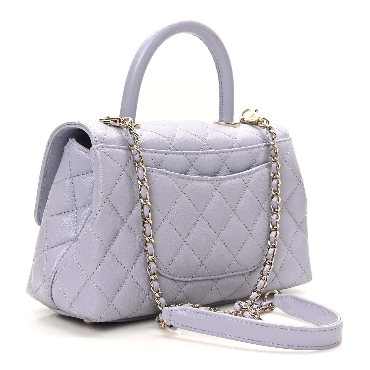 Caviar Quilted Mini Coco Handle Flap Light Purple - Image 3