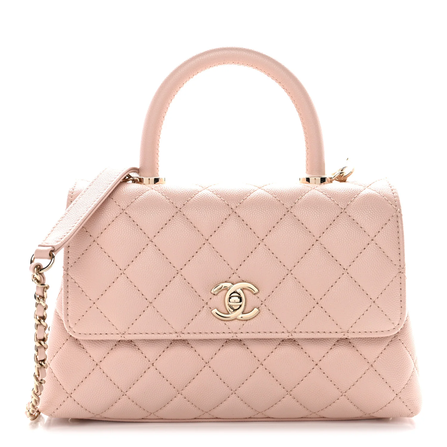 Caviar Quilted Mini Coco Handle Flap Pink