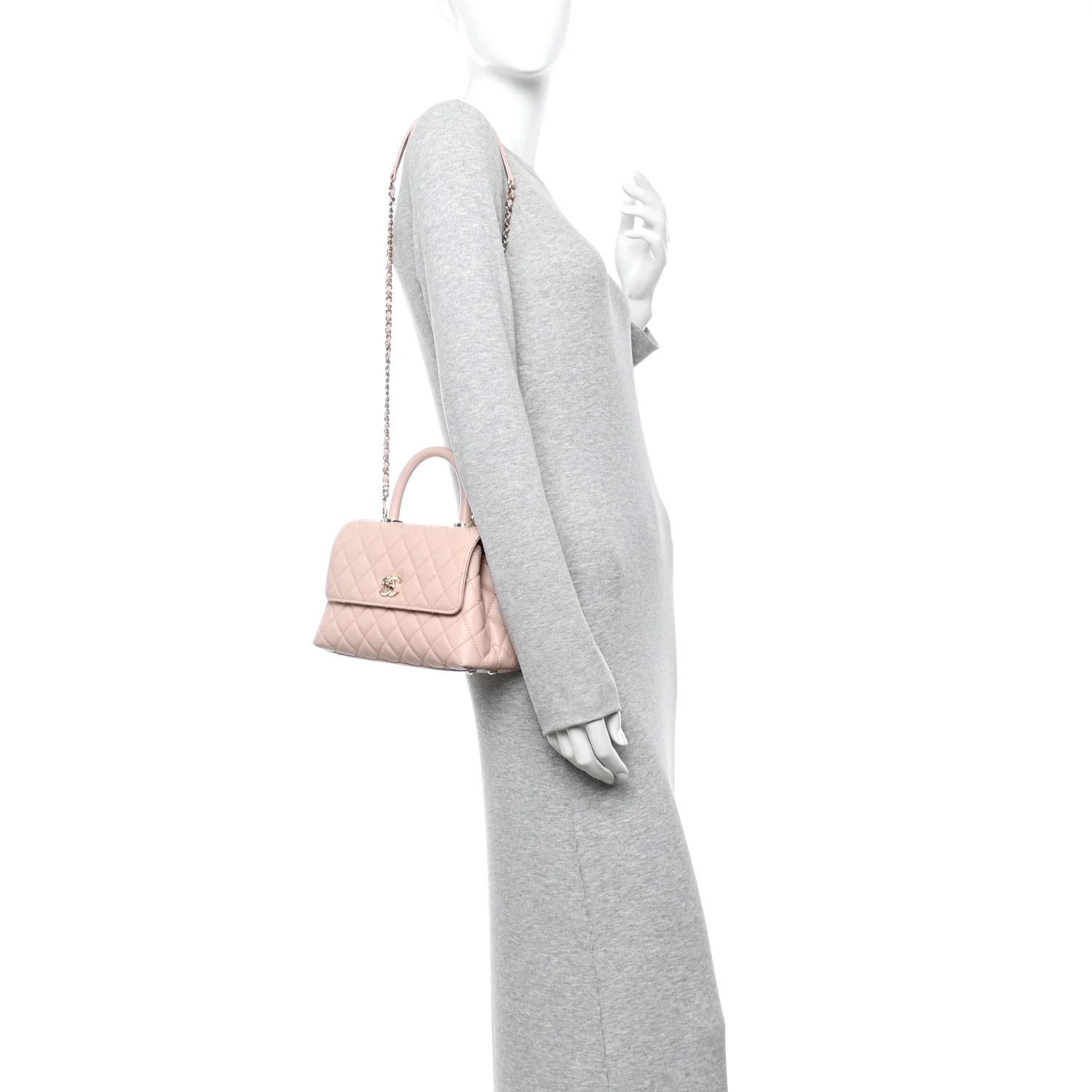 Caviar Quilted Mini Coco Handle Flap Pink - Image 2