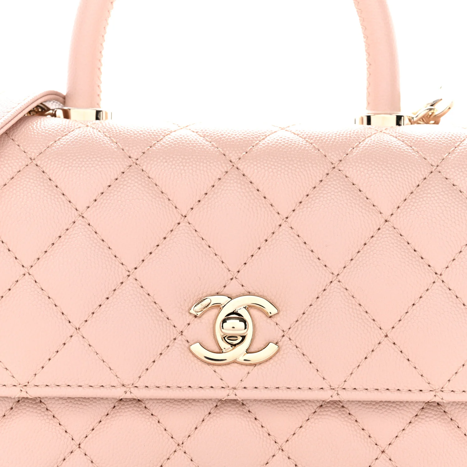 Caviar Quilted Mini Coco Handle Flap Pink - Image 9
