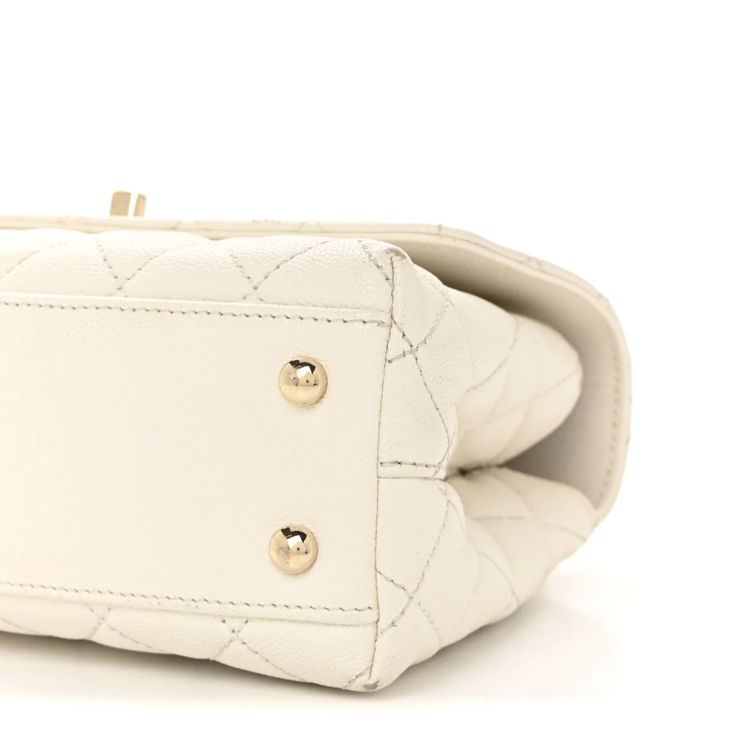 Caviar Quilted Mini Coco Handle Flap White - Image 10