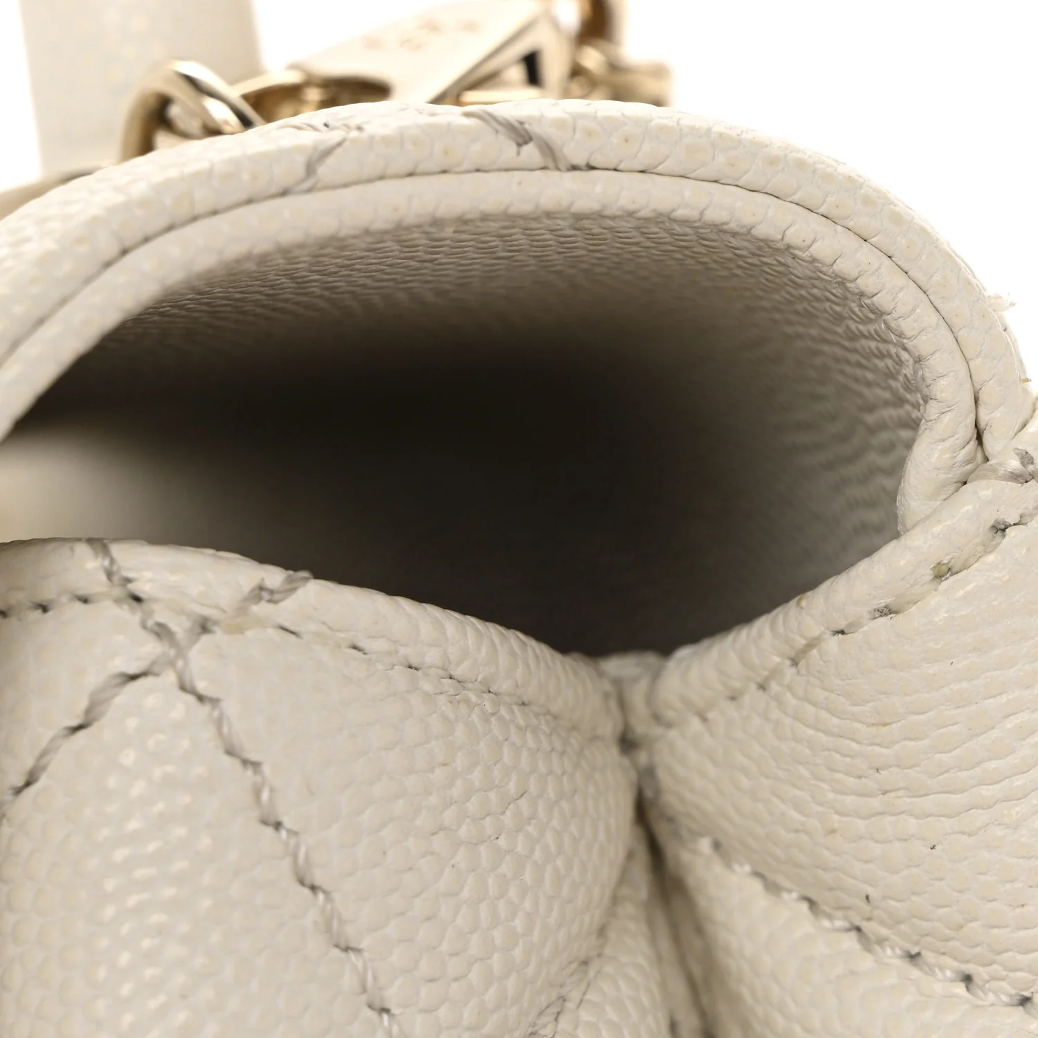 Caviar Quilted Mini Coco Handle Flap White - Image 14