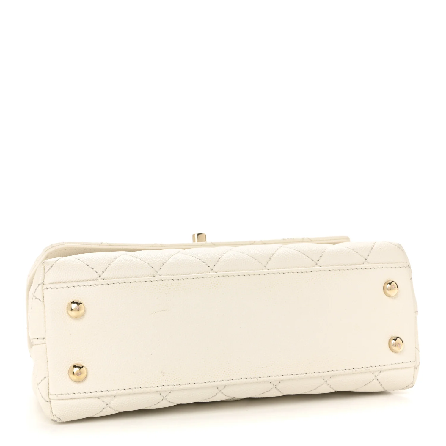 Caviar Quilted Mini Coco Handle Flap White - Image 4