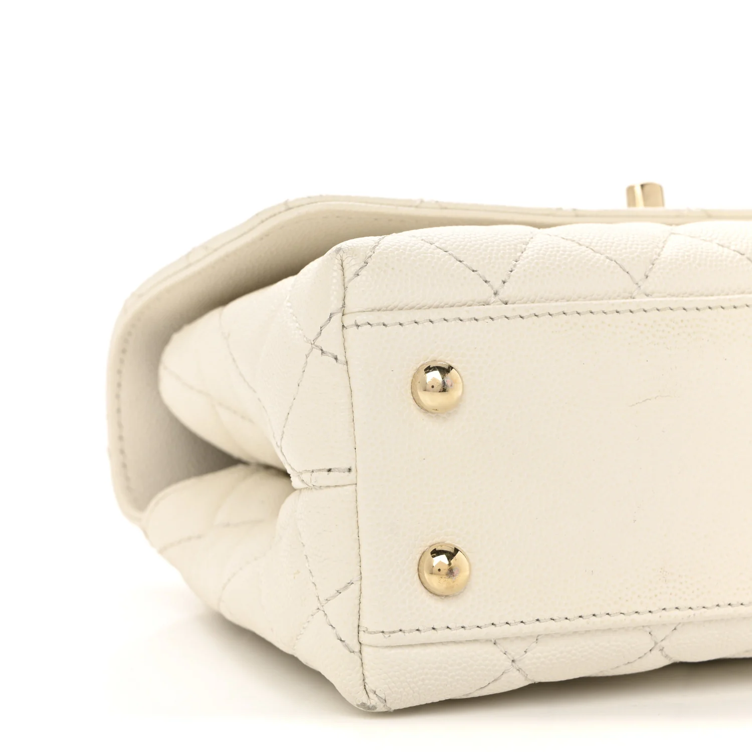 Caviar Quilted Mini Coco Handle Flap White - Image 9