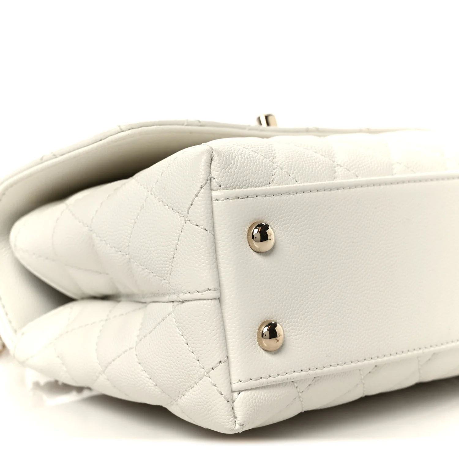 Caviar Quilted Mini Coco Handle Flap White - Image 10