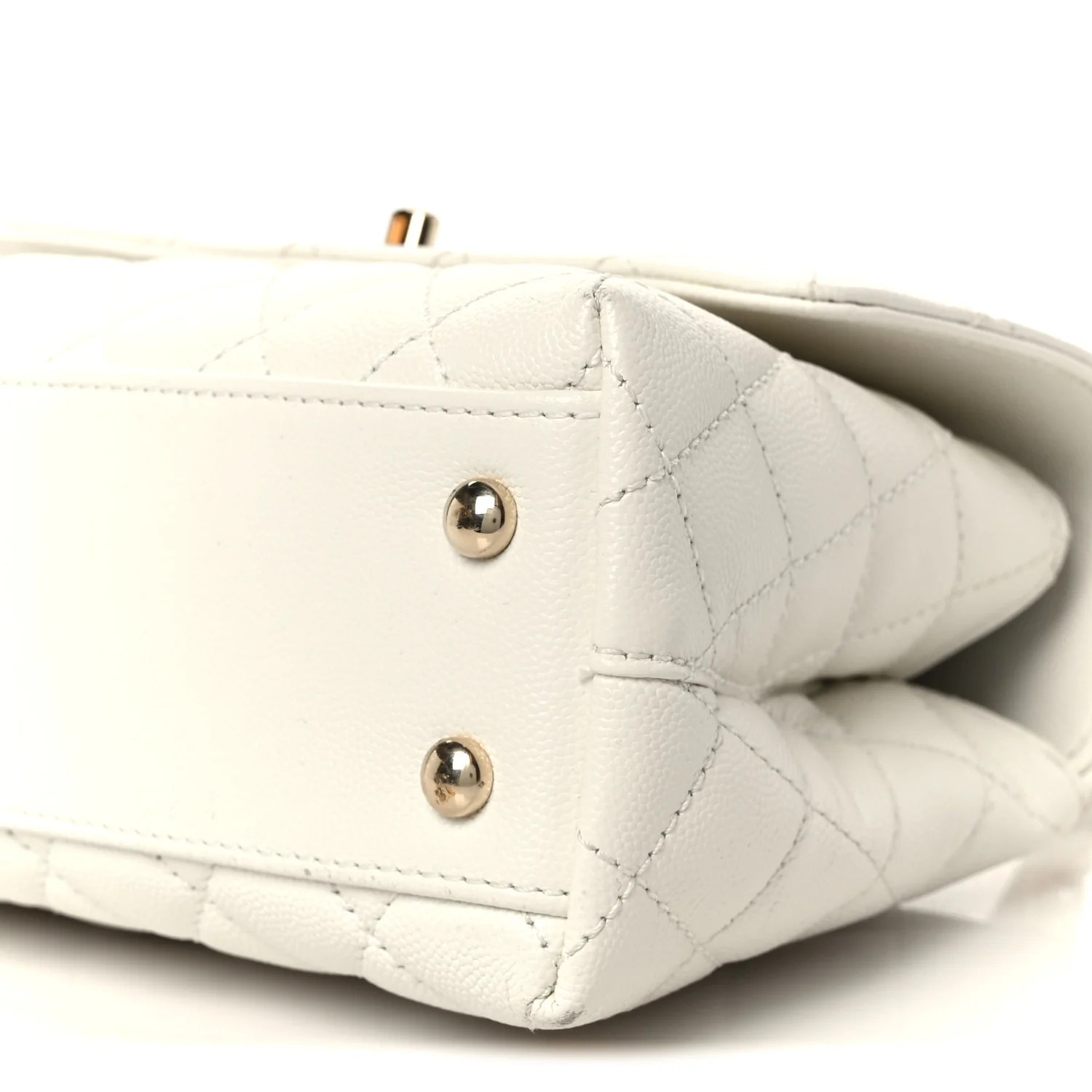 Caviar Quilted Mini Coco Handle Flap White - Image 11