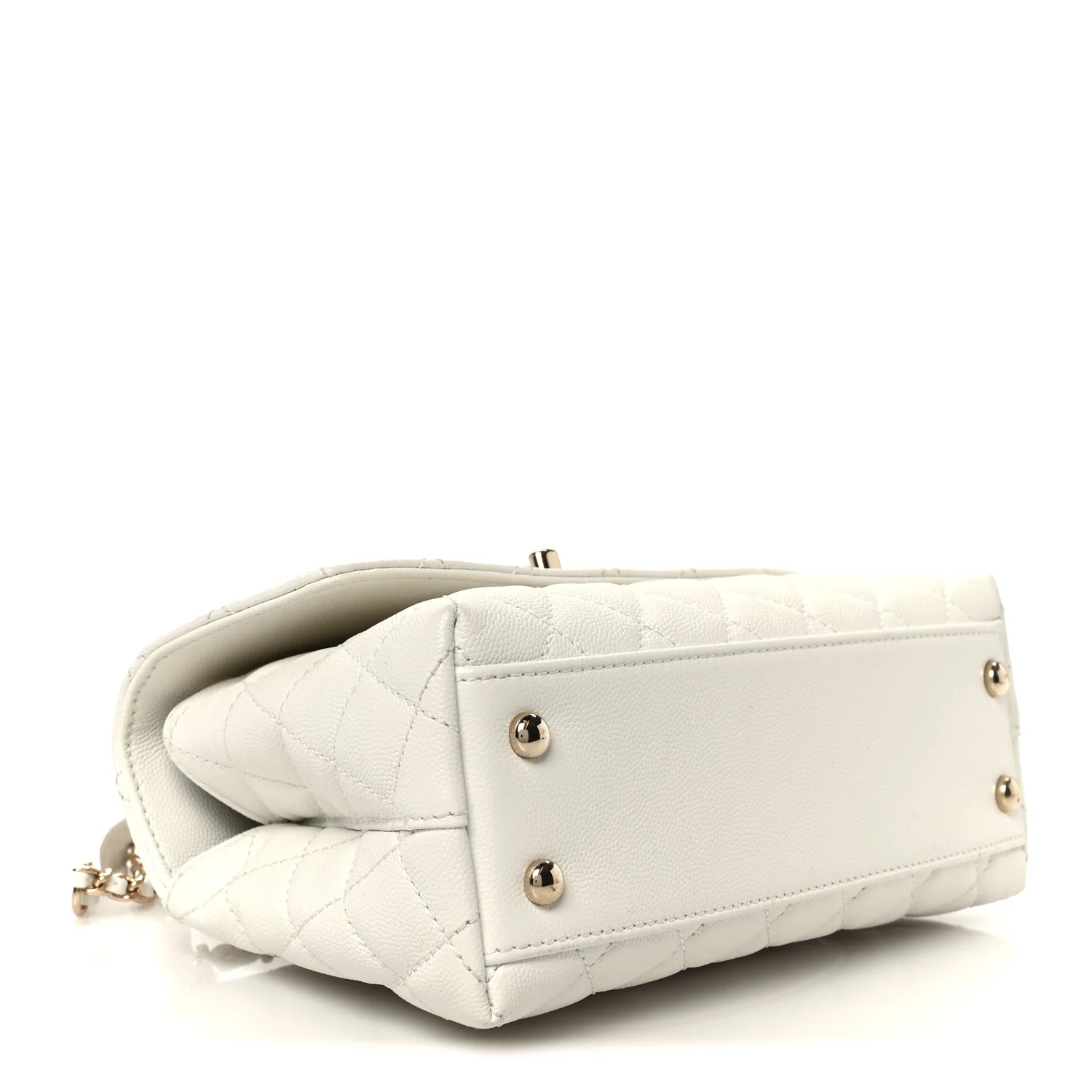 Caviar Quilted Mini Coco Handle Flap White - Image 4