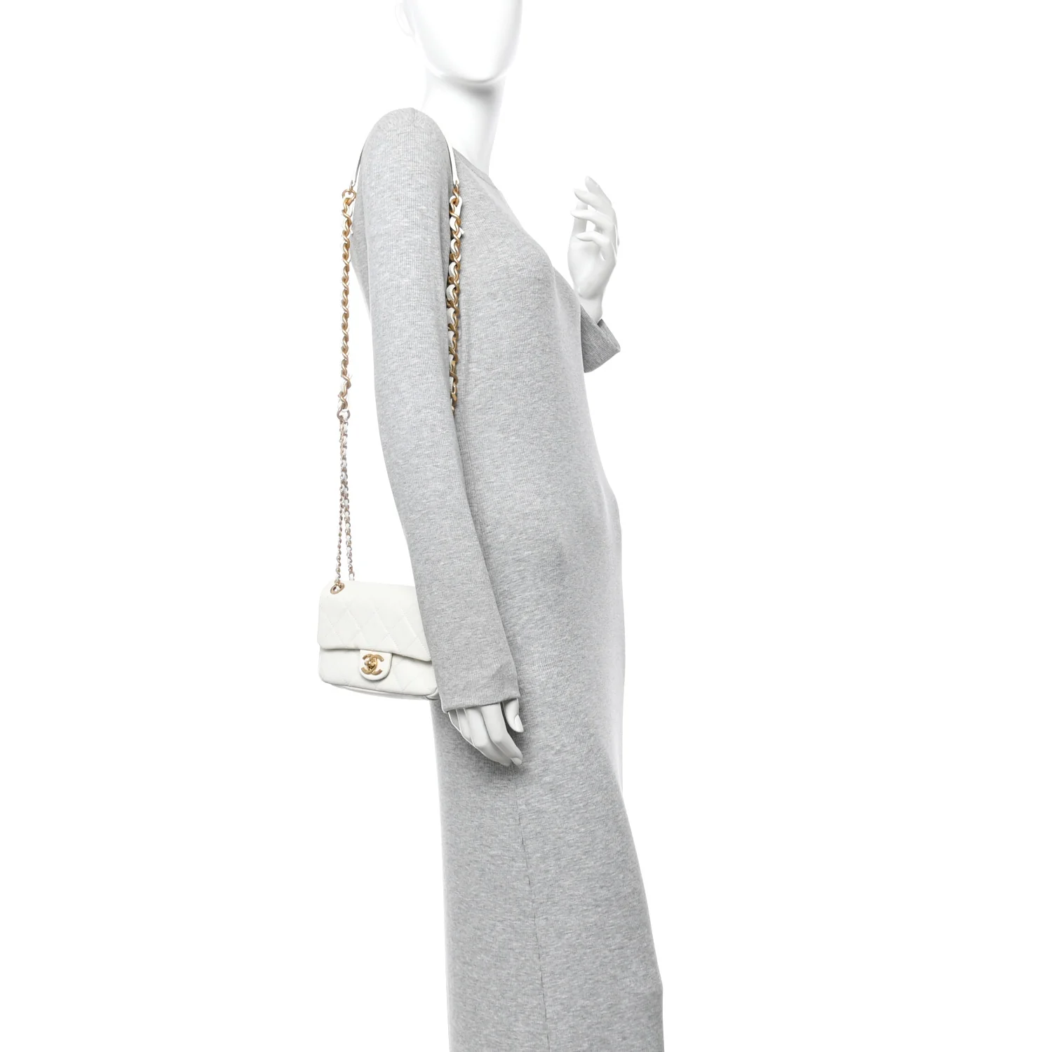 Caviar Quilted Mini Flap White - Image 2