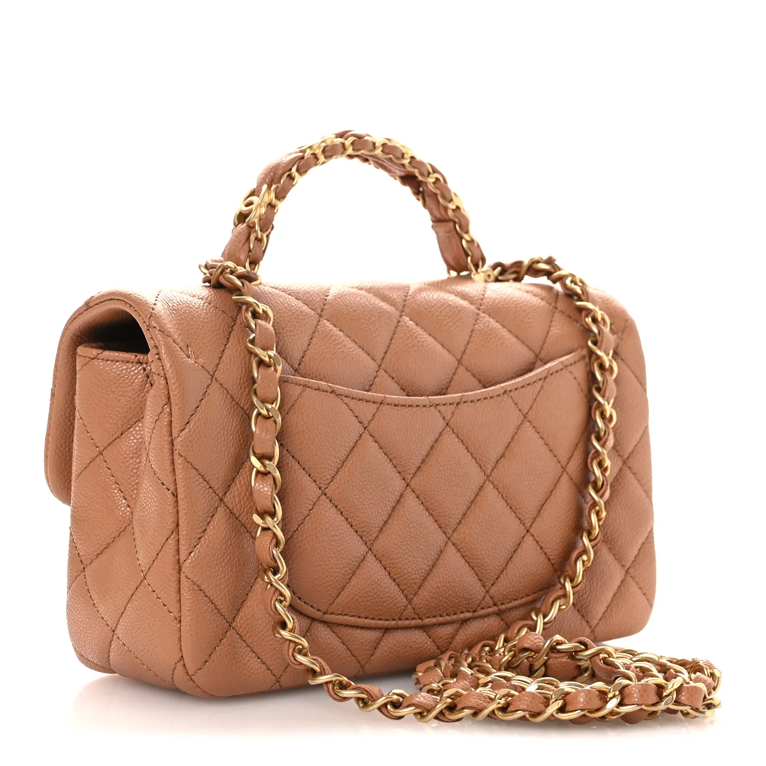 Caviar Quilted Mini Handy CC Flap Camel - Image 3