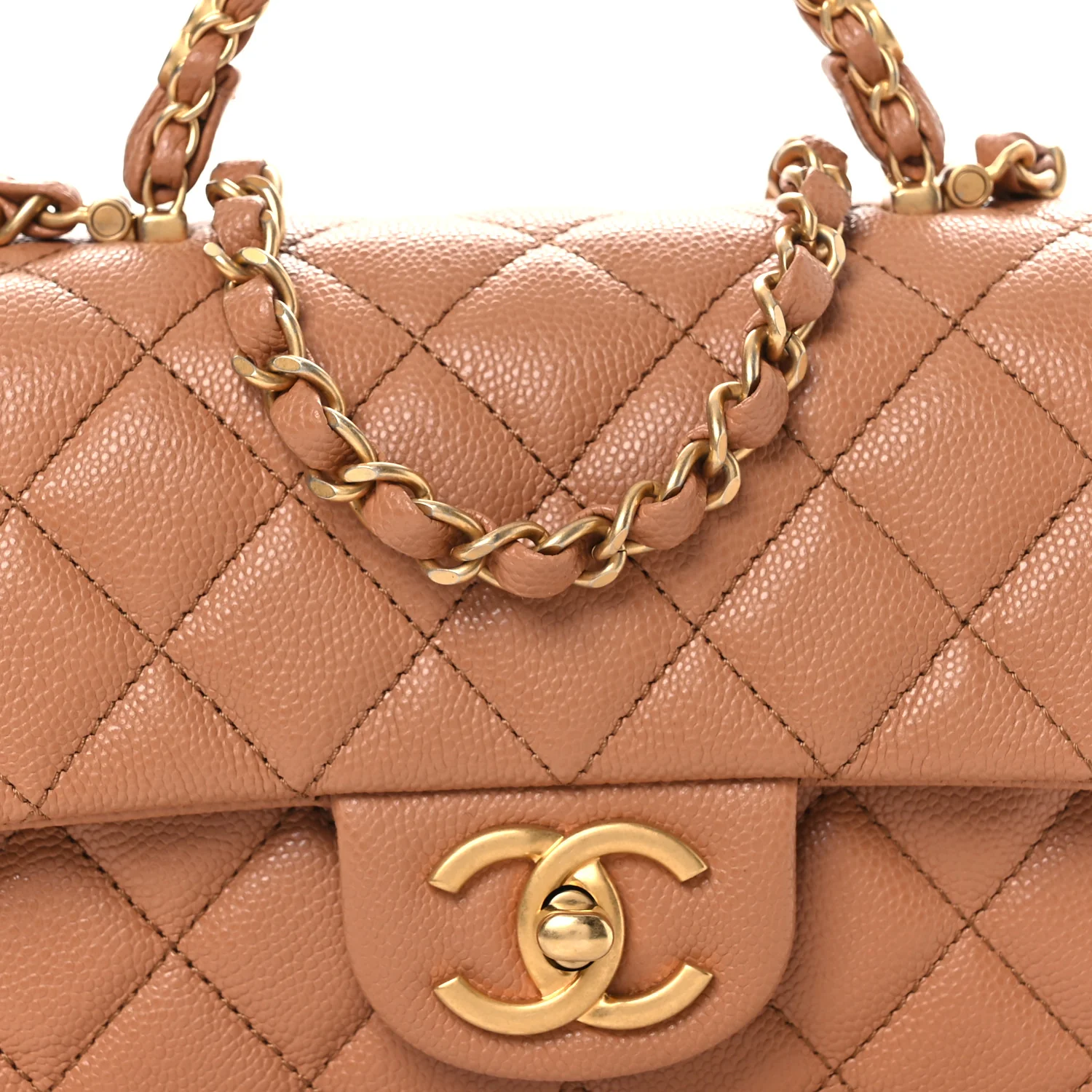 Caviar Quilted Mini Handy CC Flap Camel - Image 8