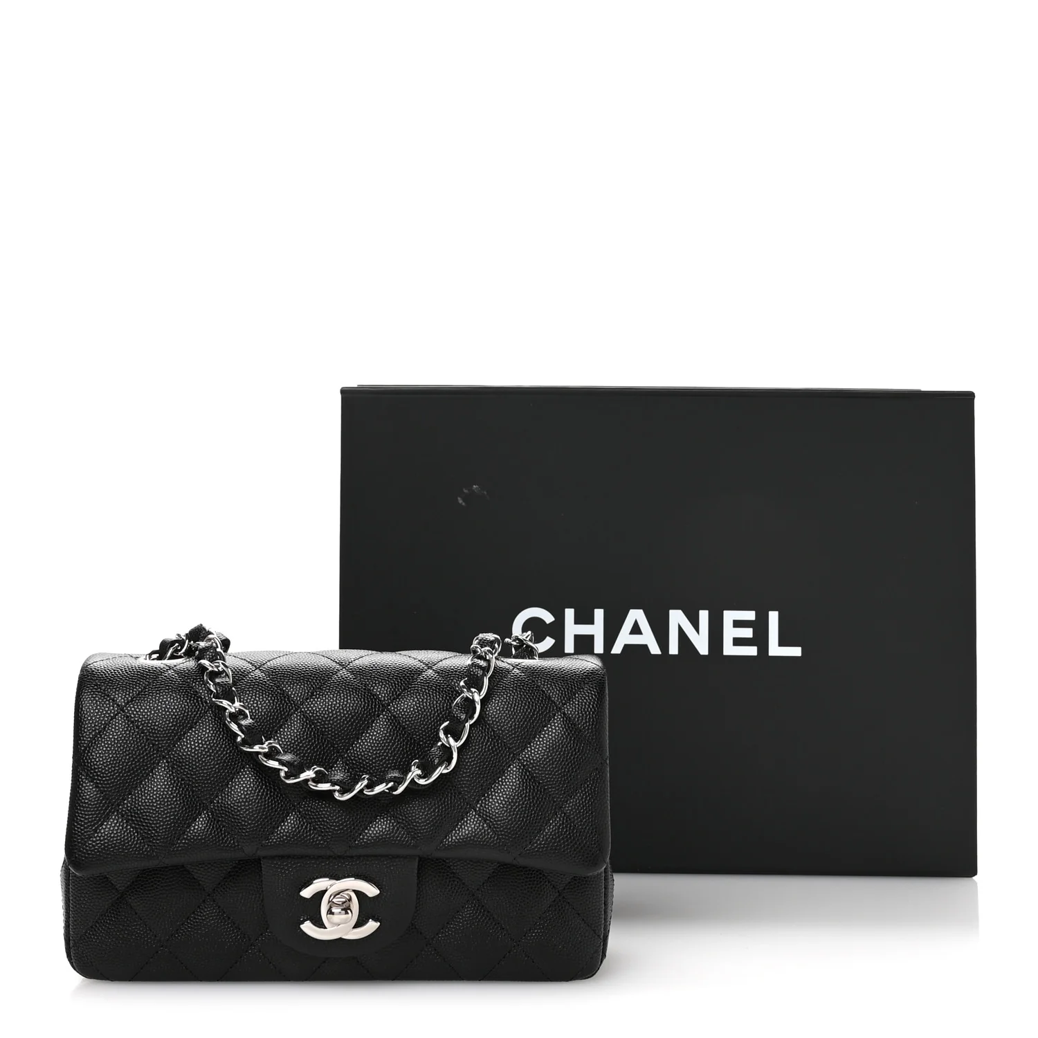 Caviar Quilted Mini Rectangular Flap Black - Image 11